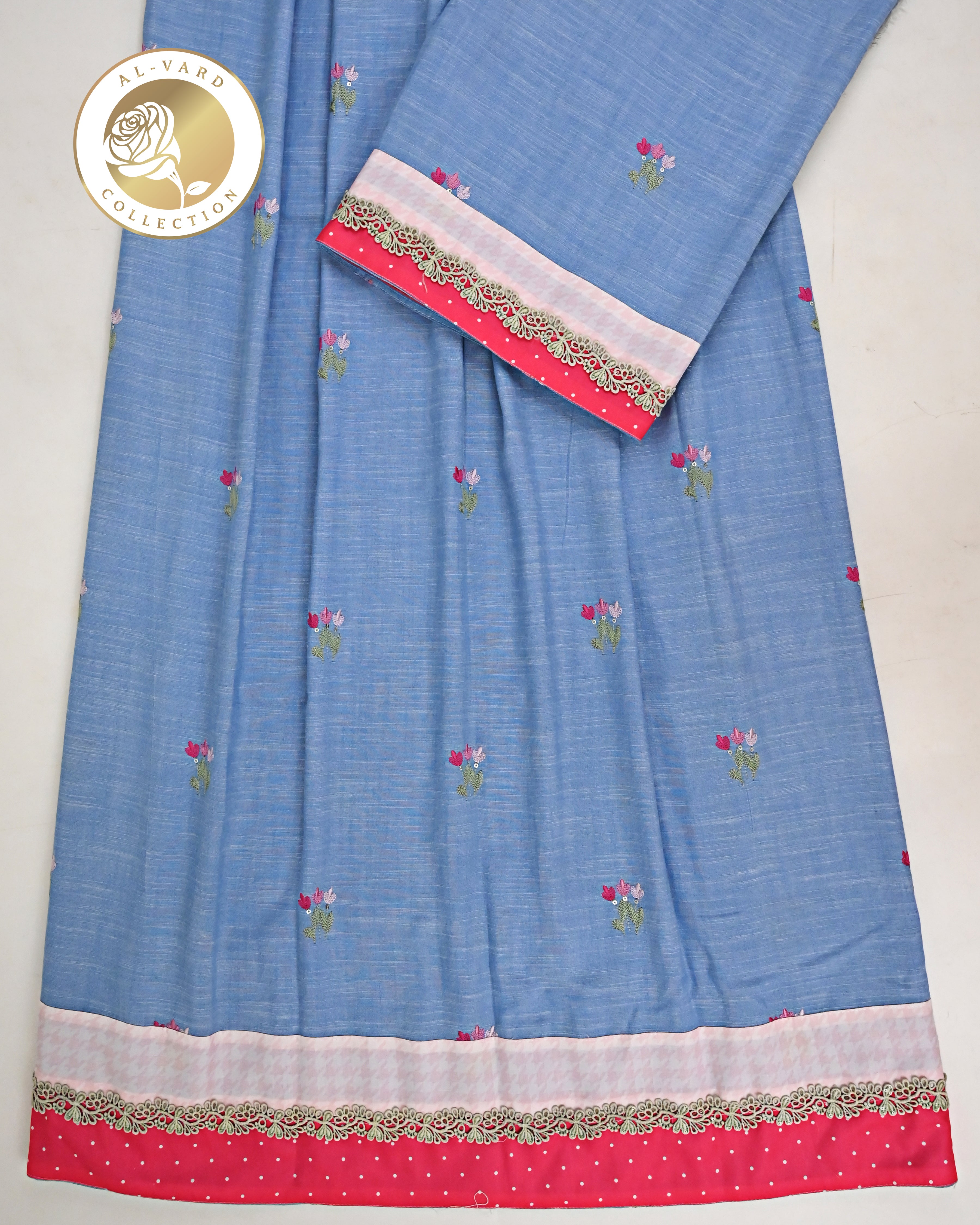 Chambray Blue Rida With All Over Floral Booties Smart Lace & Smart Panel