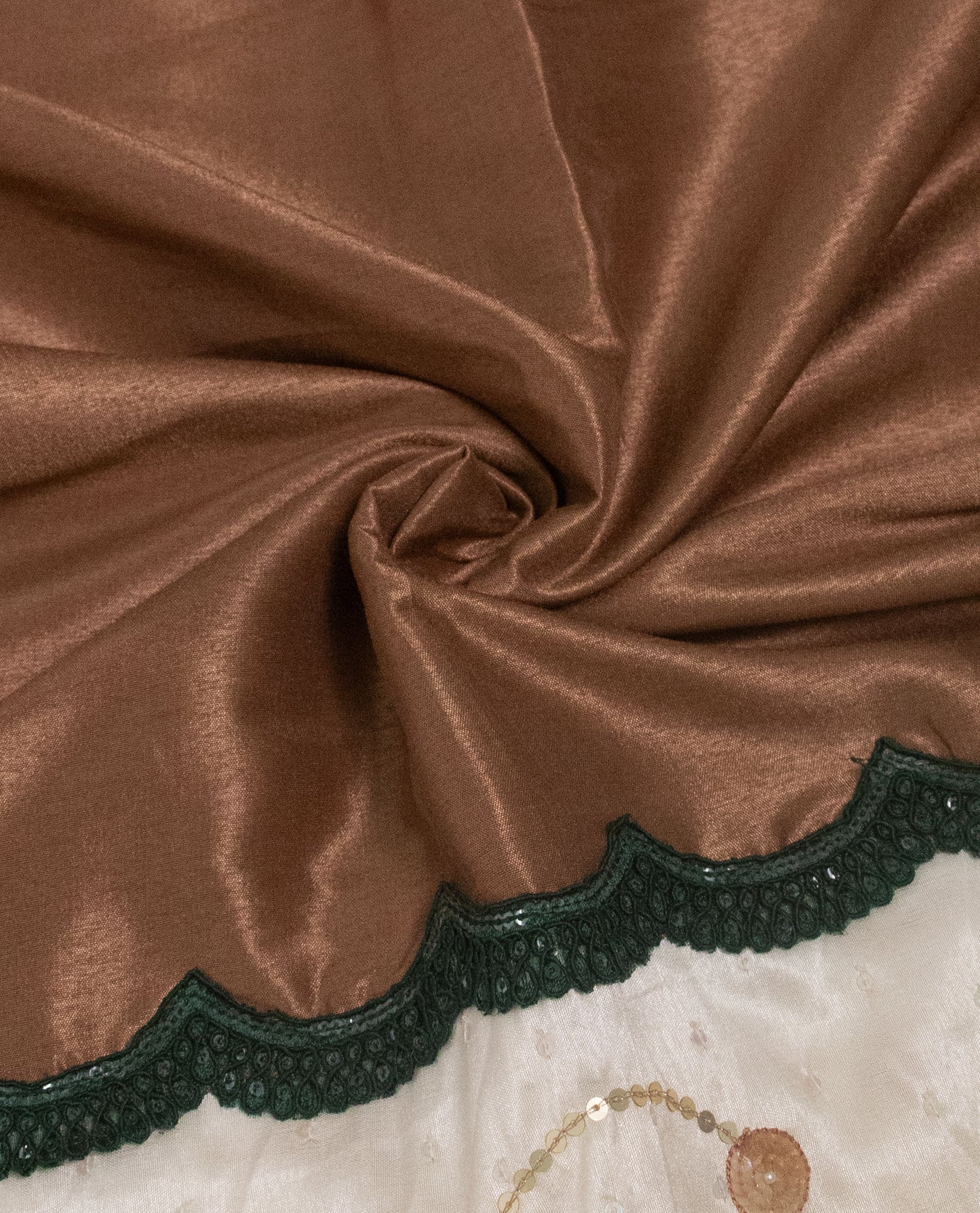 Dark Brown Rida With Smart Cream Panel & Golden Lace & Work