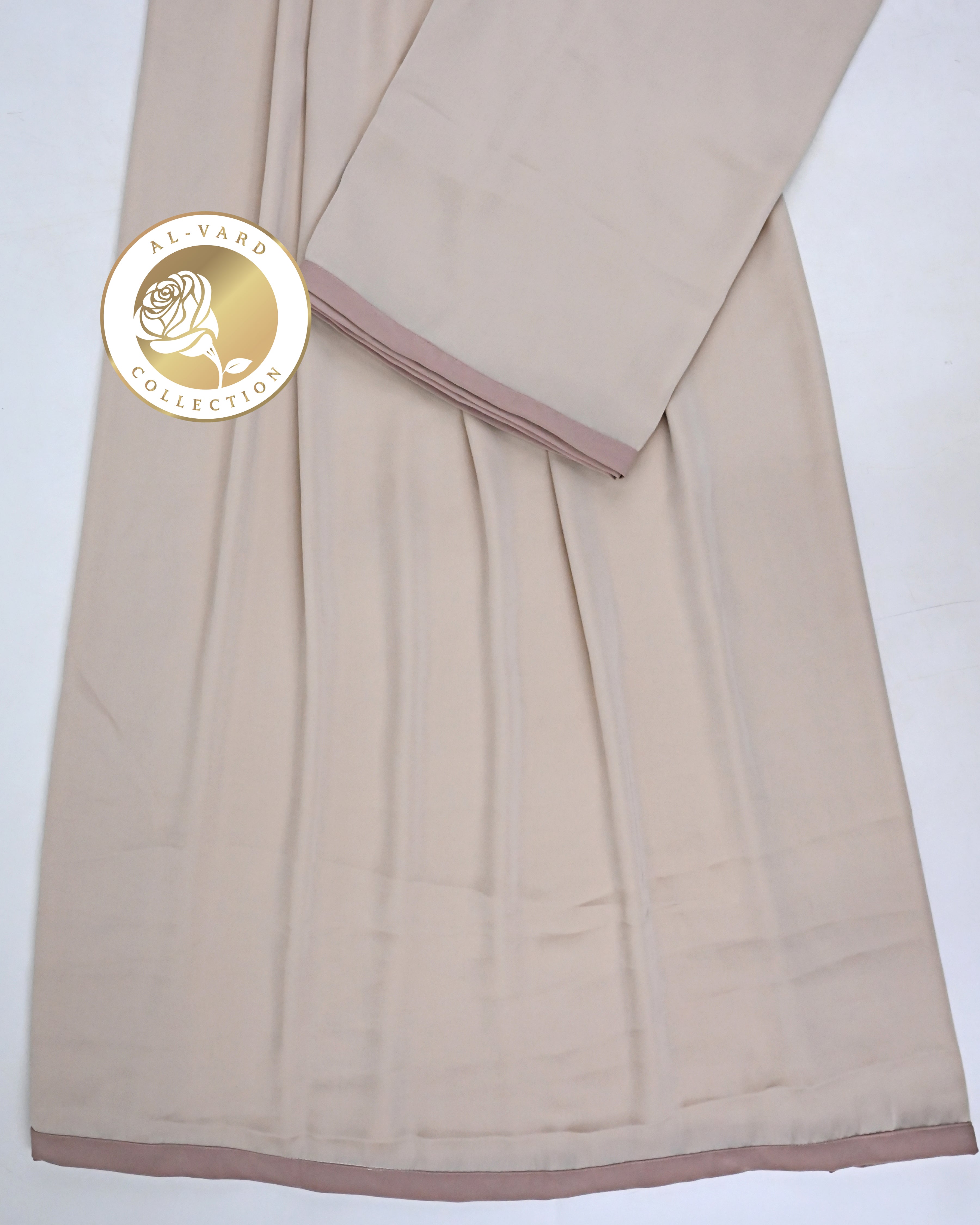 Beige Abaya Ohbat Rida With Smart Pinkish Peach Patti