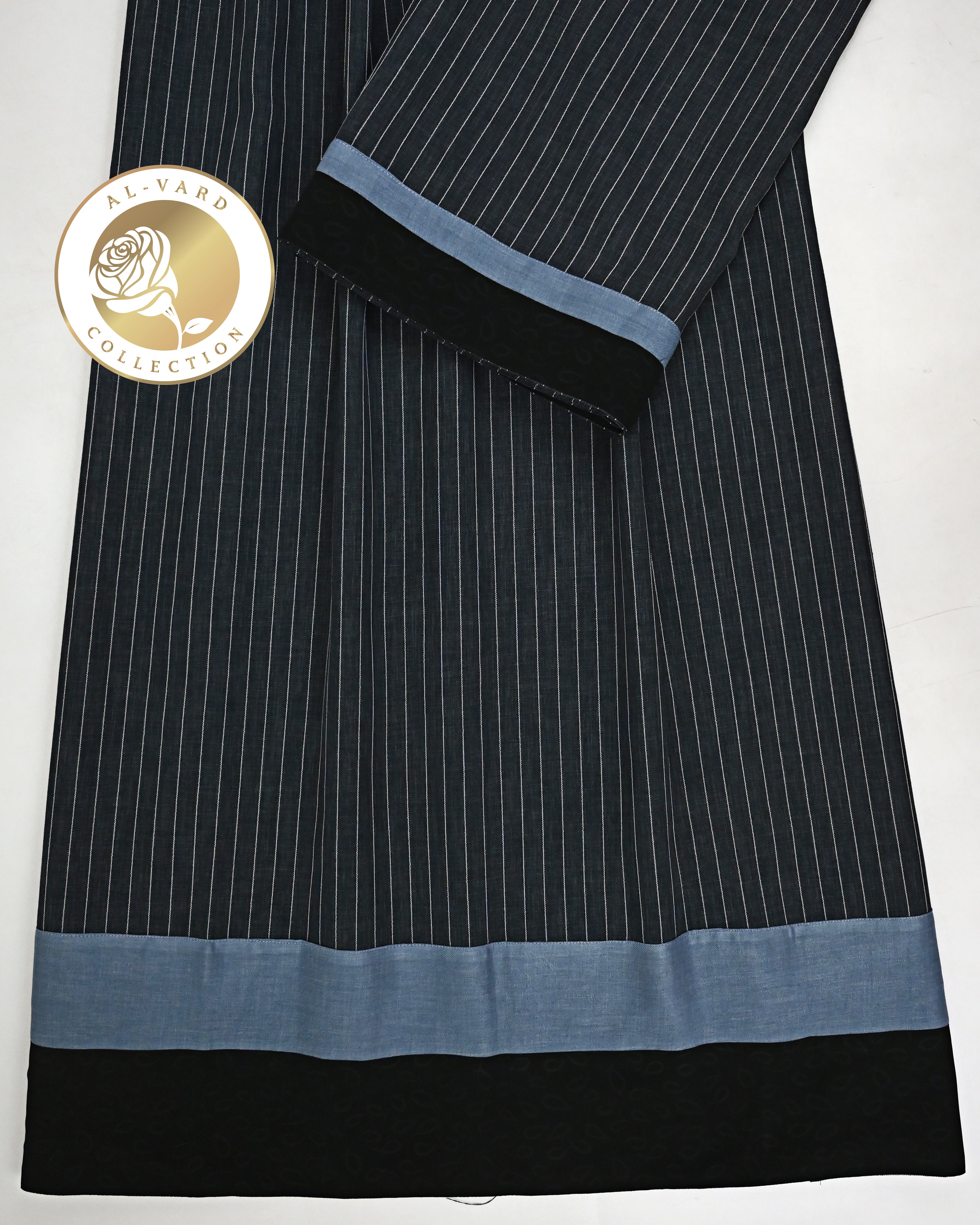 Black White Lining Rida With Smart Plain Grey Black Self Print Panel