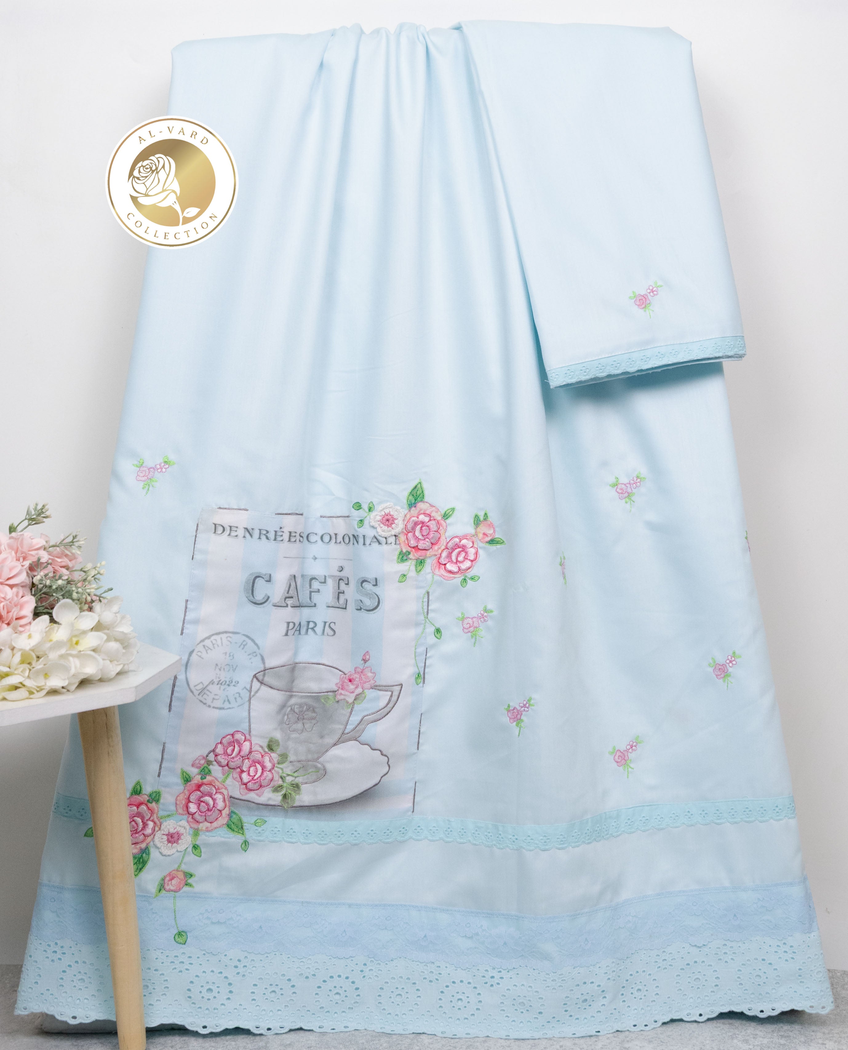 Light Blue Rida With Smart Lacing Cafes Paris Patch & Floral Work
