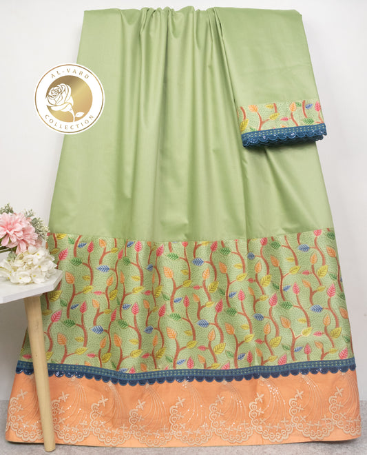 Green Rida With Smart Multi Color Leaf Panel & Smart Lace