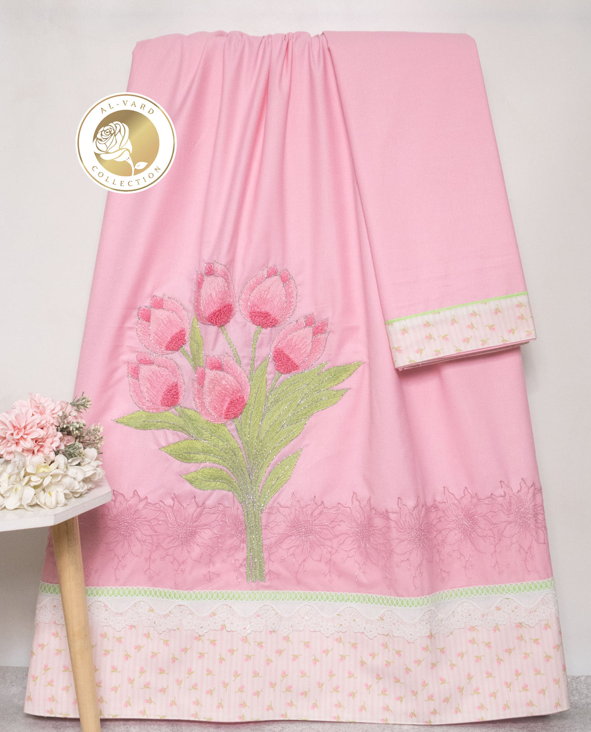 Baby Rida Baby Pink Rida With Smart Floral Embroidery Bunch & Smart Lace Panel ...