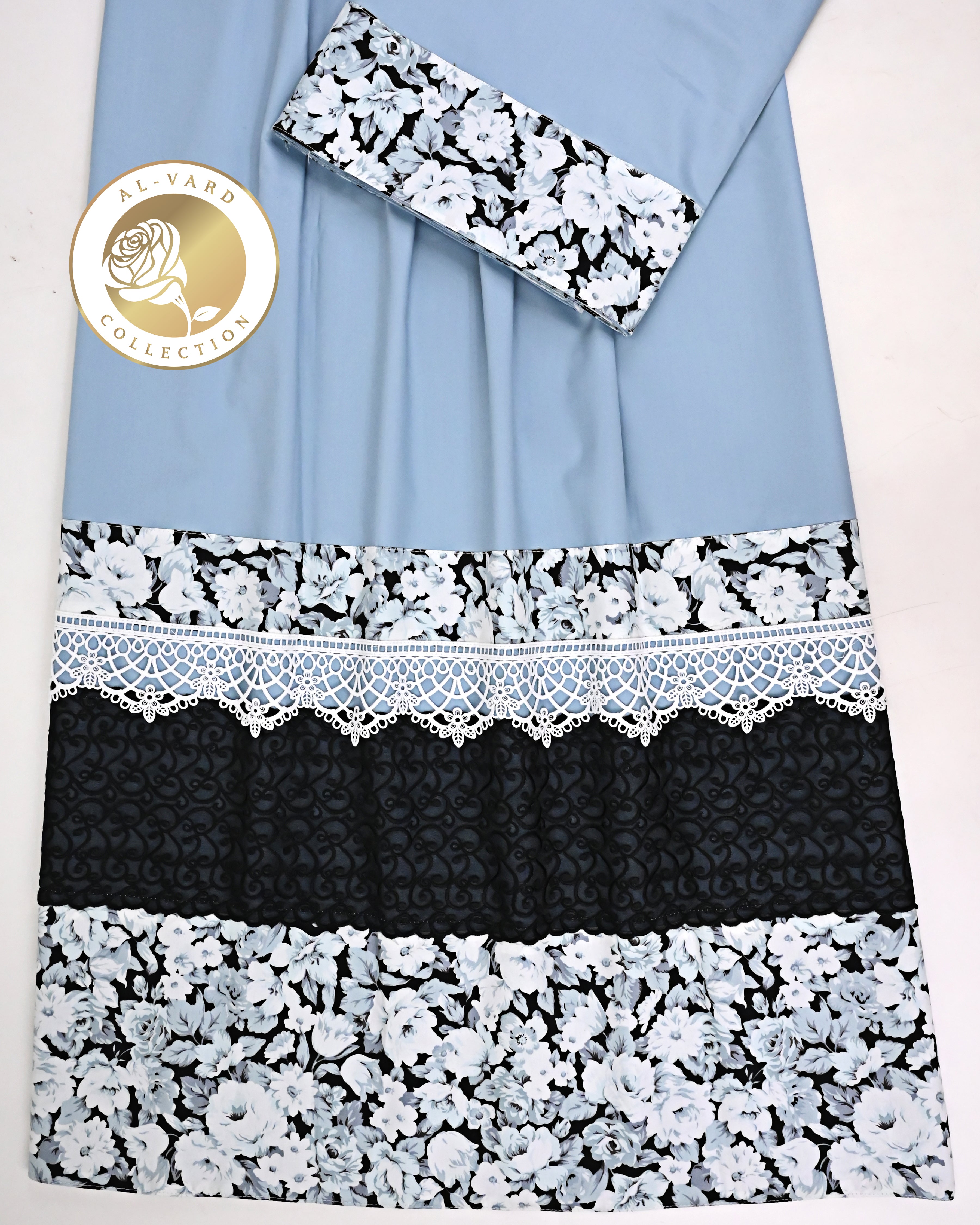 Pigeon Blue Rida With Smart Floral Print Panel & Smart Lacing