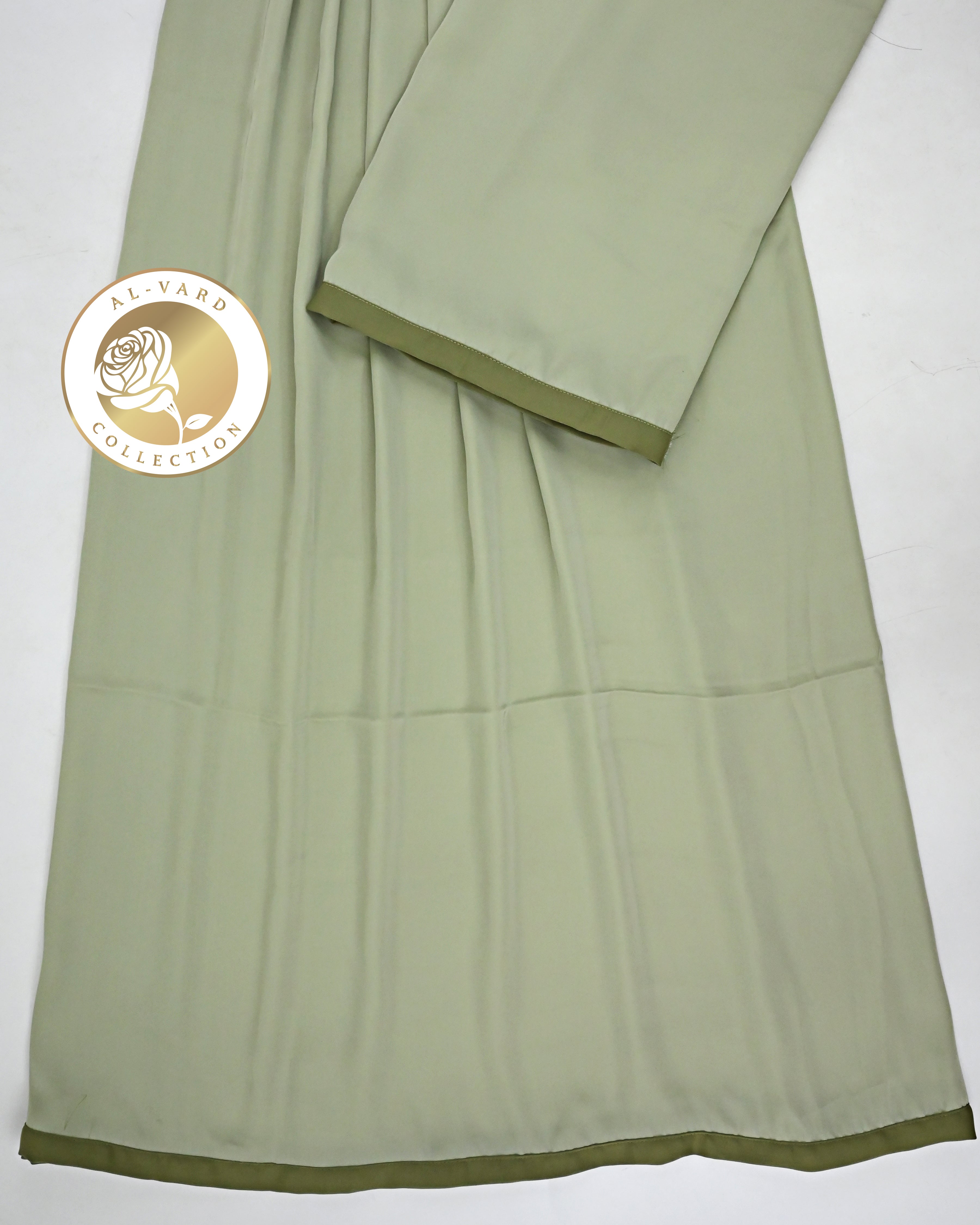 Sage Green Abaya Ohbat Rida With Olive Green Border-950/-