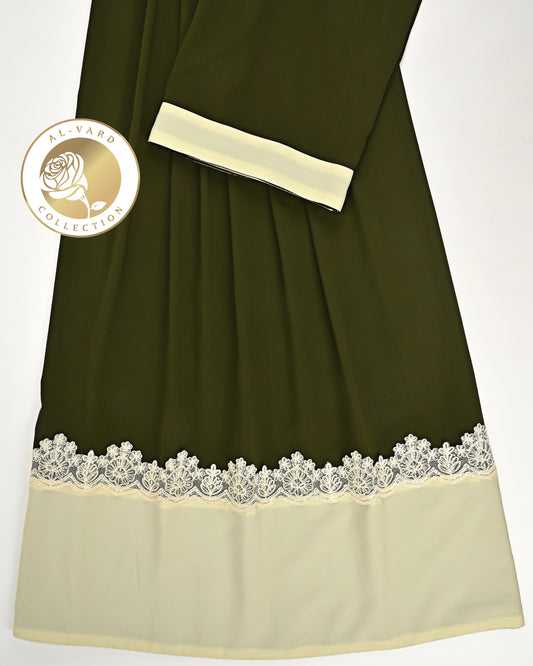 Dark Mehndi Color Abaya Rida With Lite Abaya Panel