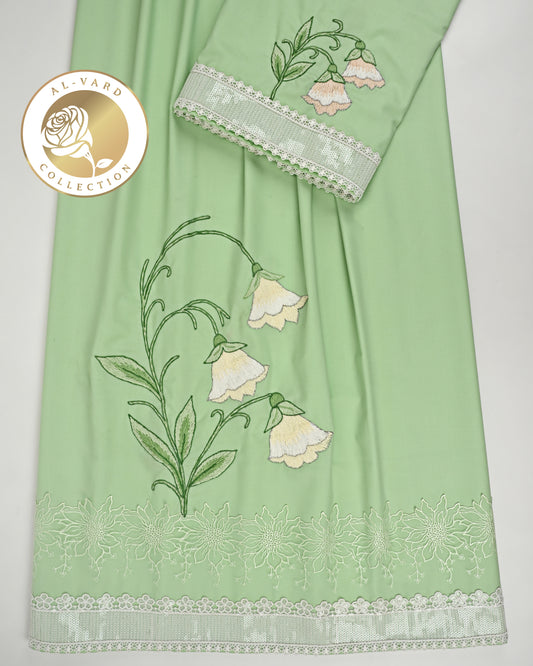 Pista Green Rida With Smart Lacing & Floral Embroidery Work