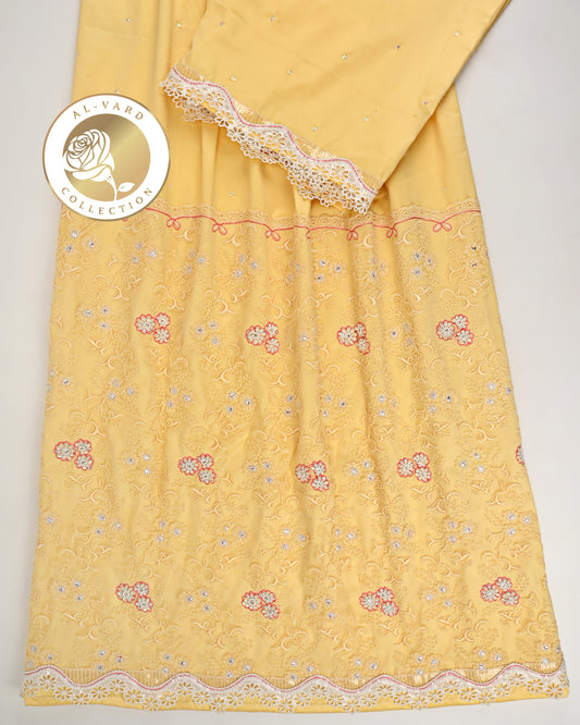 Mango Yellow Rida With Smart Full Lace & All Over Aari TouchUp