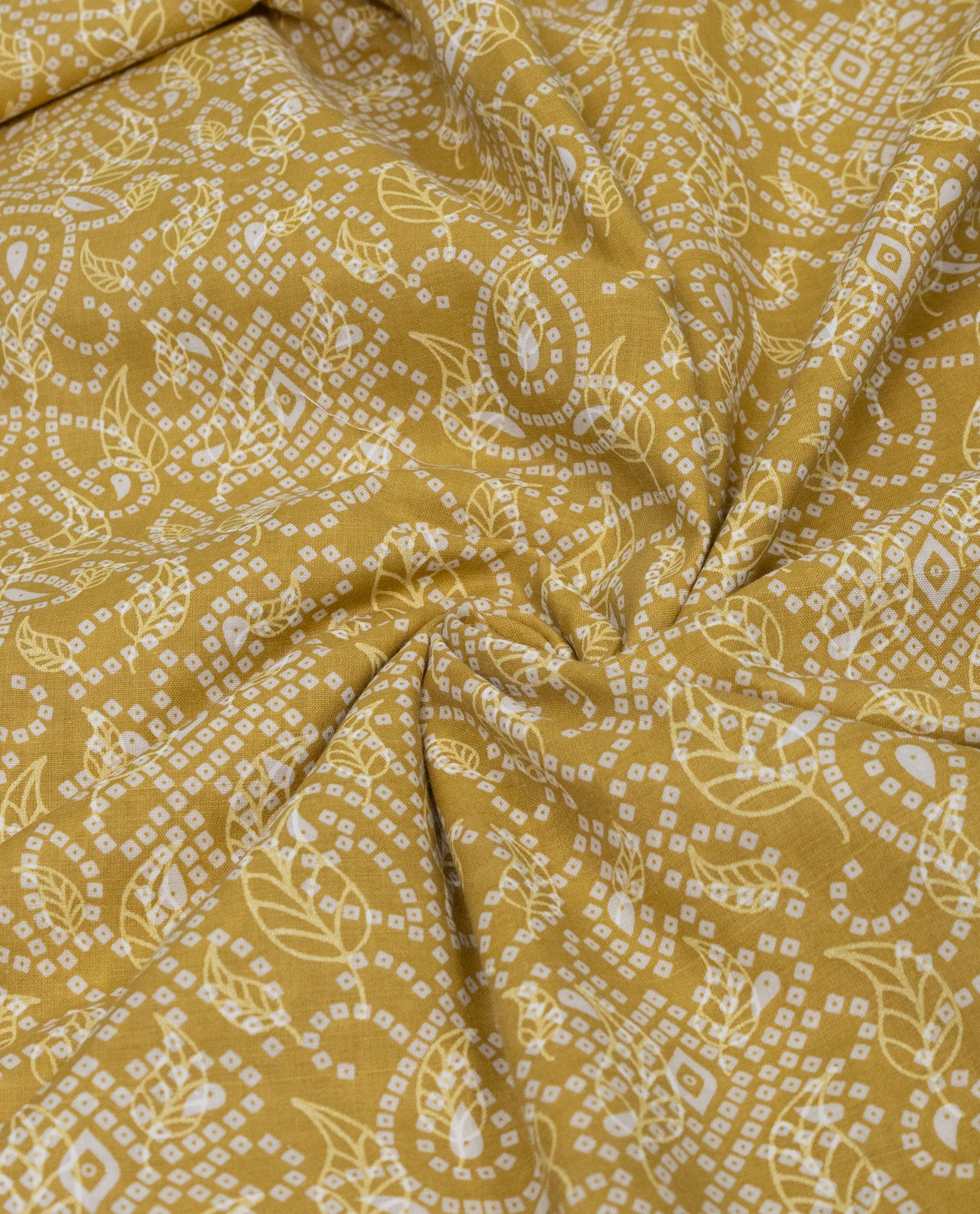 Mustard Yellow Batik Rida With Smart Lace & Smart Dotted Panel