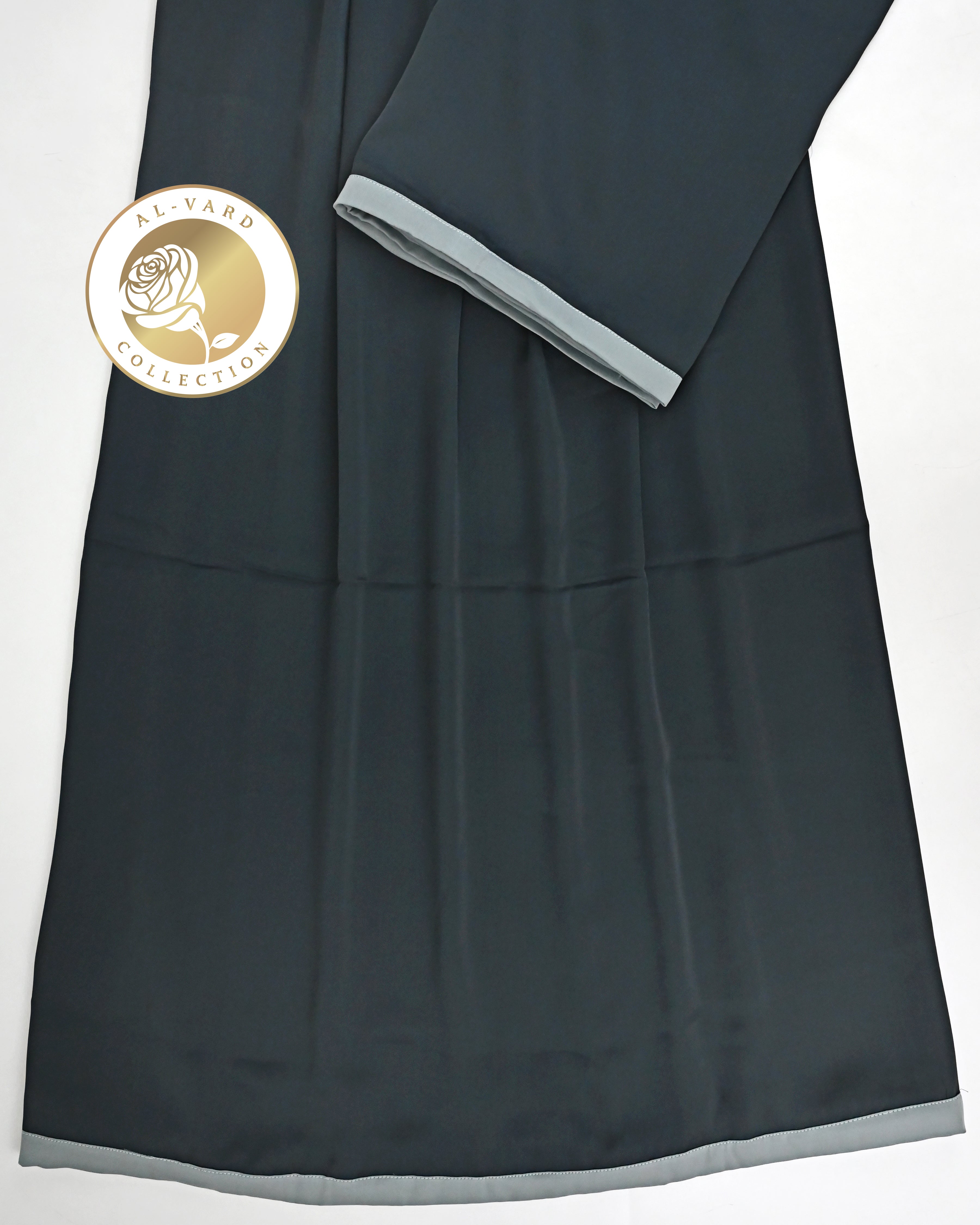Gunmetal Grey Abaya Ohbat Rida With Small Blue Patti