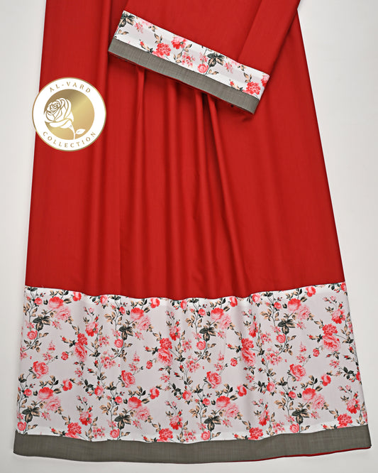 Blood Red Ohbat Rida With Smart Floral Panel