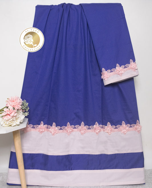 Ink Blue Rida With Smart White Panel & Smart Floral Design Lace