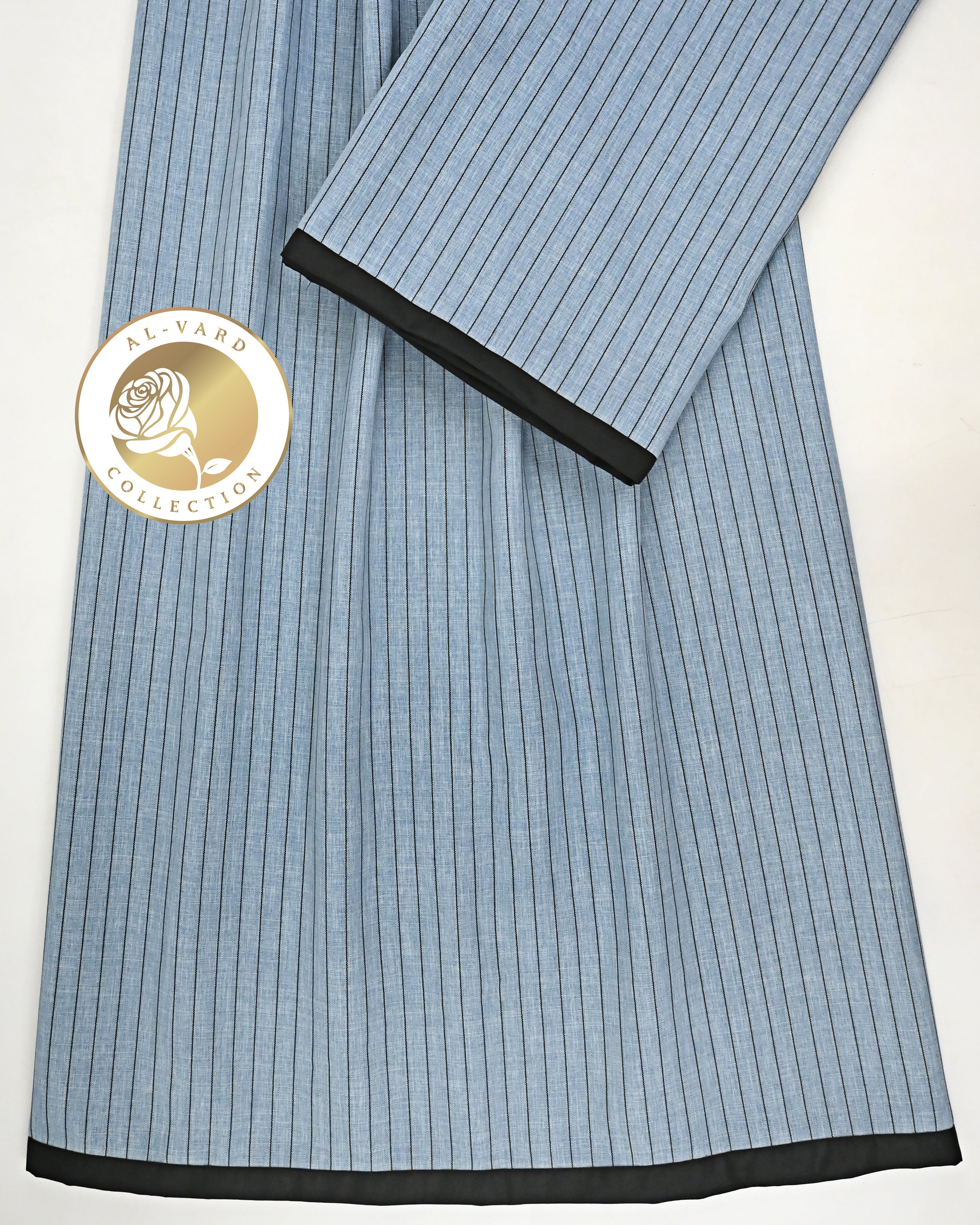 Pastle Blue Lining Ohbat Rida With Smart Dark Color Patti
