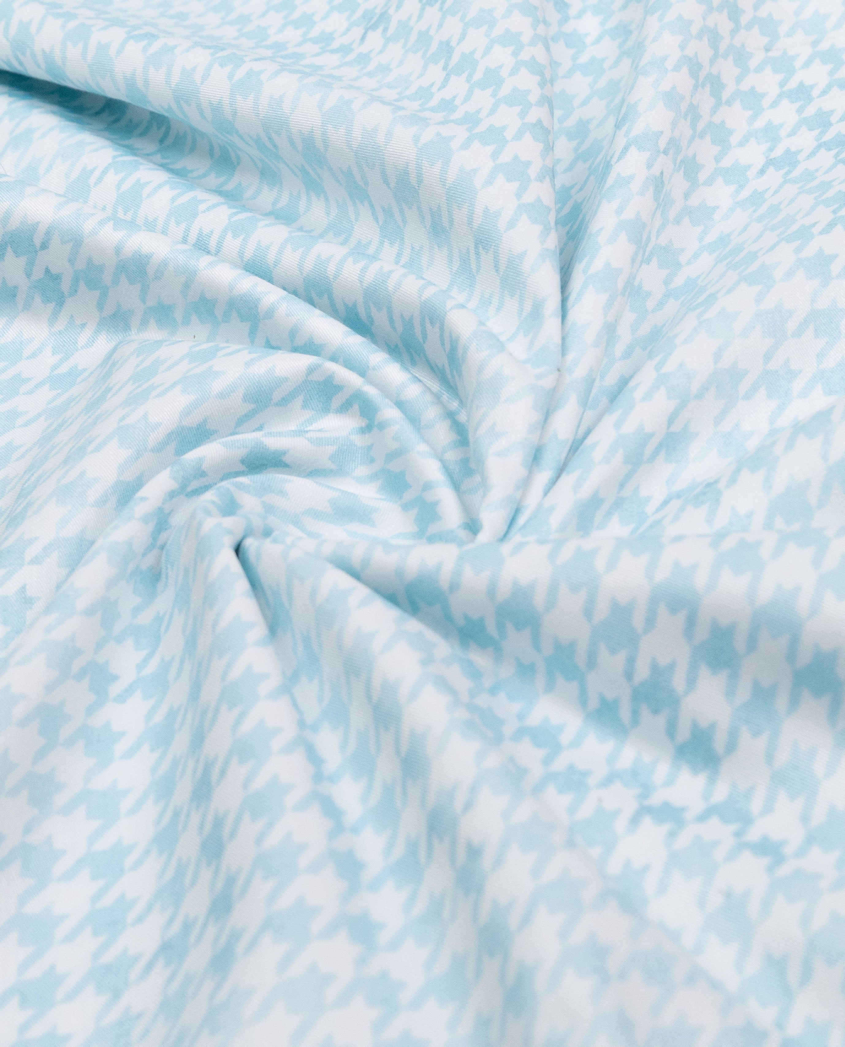 Blue White Checks Chevron Rida With Smart Pattern & Smart Floral Applique Work