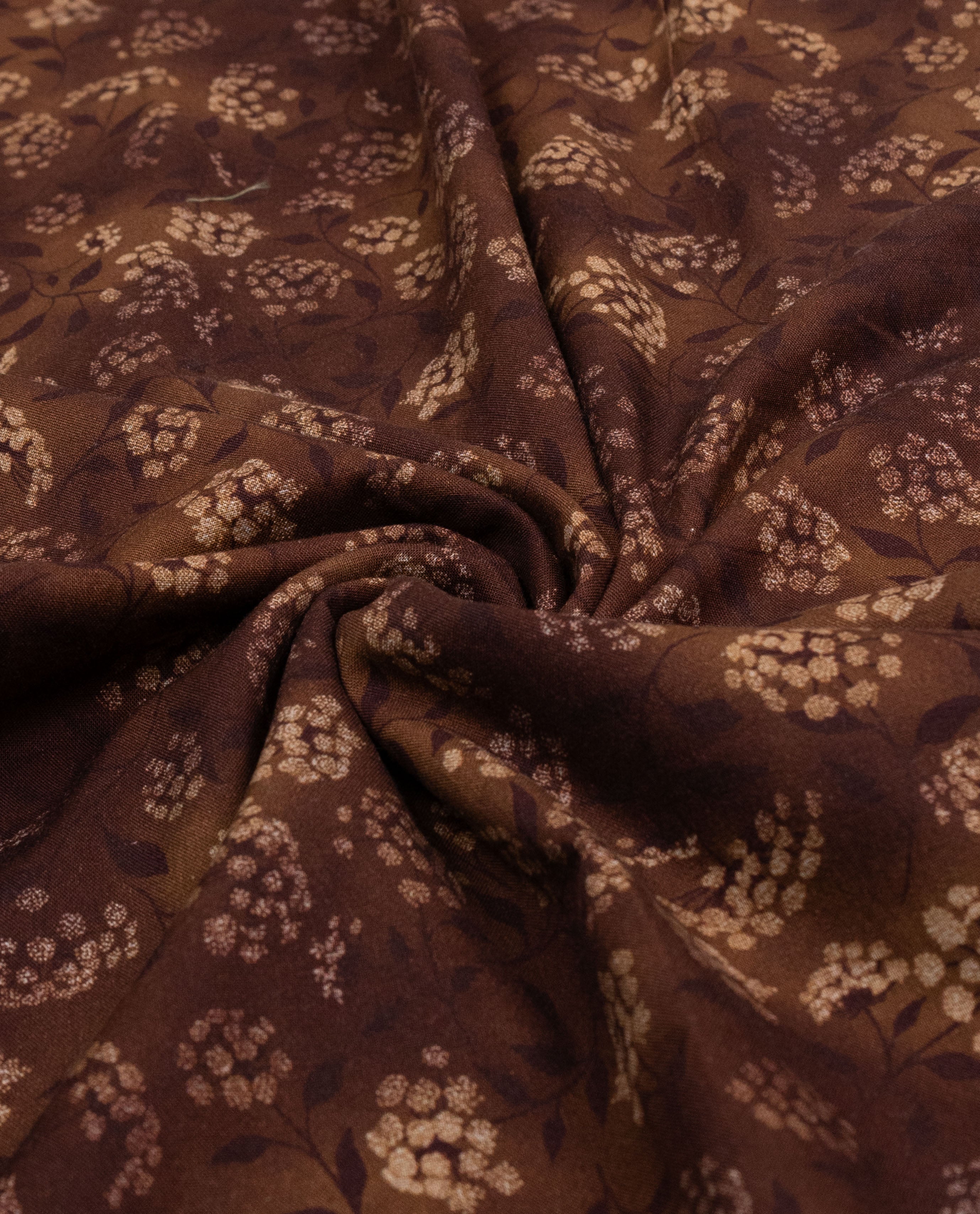 Coffee Brown Rida With Smart Dark Lace Panel & Floral Embroidery Work