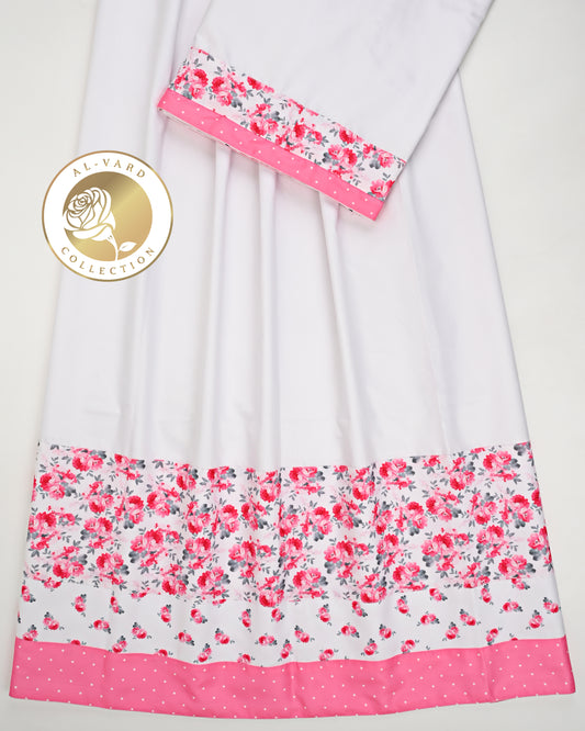 White Ohbat Rida With Smart Floral Panel