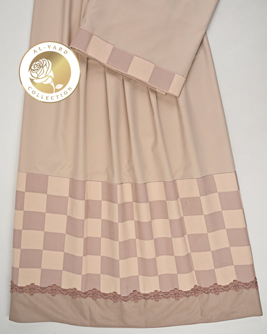 Light Beige Rida With Smart Chess Panel & Lace-1300/-