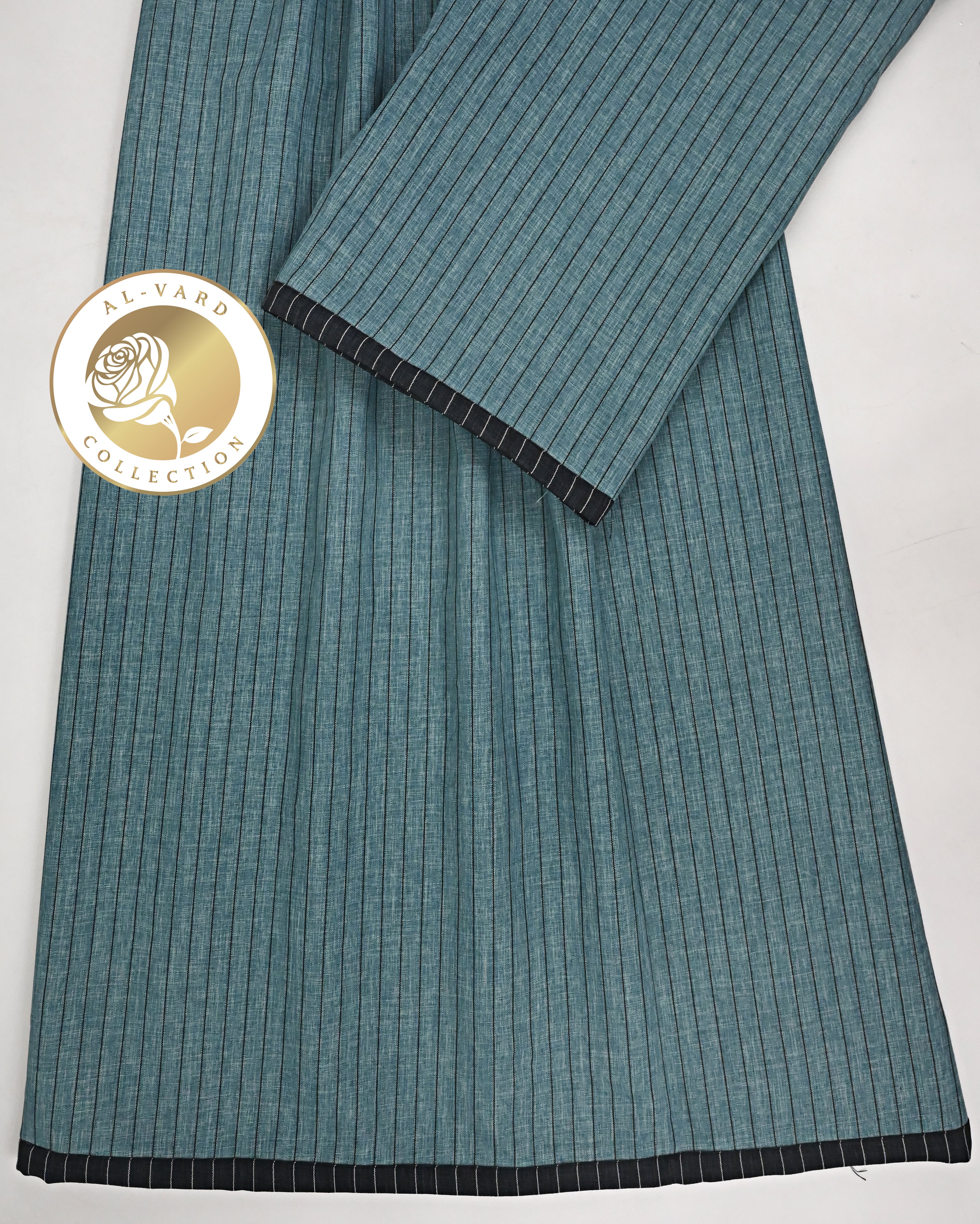 English Green Black Lining Ohbat Rida With Small Single Patti