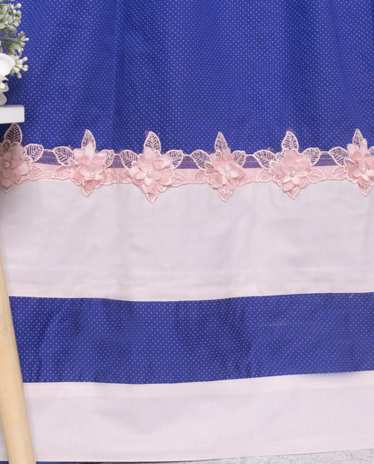 Ink Blue Rida With Smart White Panel & Smart Floral Design Lace