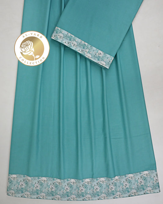 Turquoise Ohbat Rida WIth Floral Printed Panel