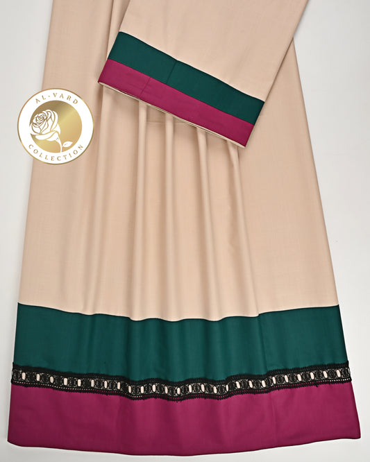 Light Beige Rida With Smart Dark Green & Pink Panel