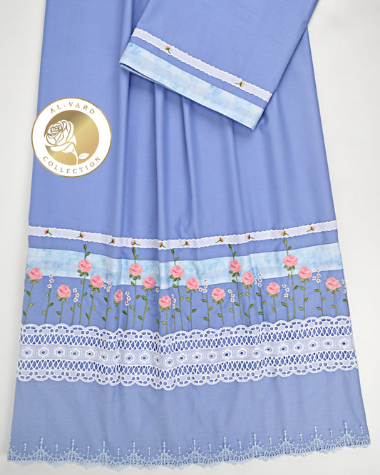 Heather Blue Rida With Smart Floral Work & Smart Lace