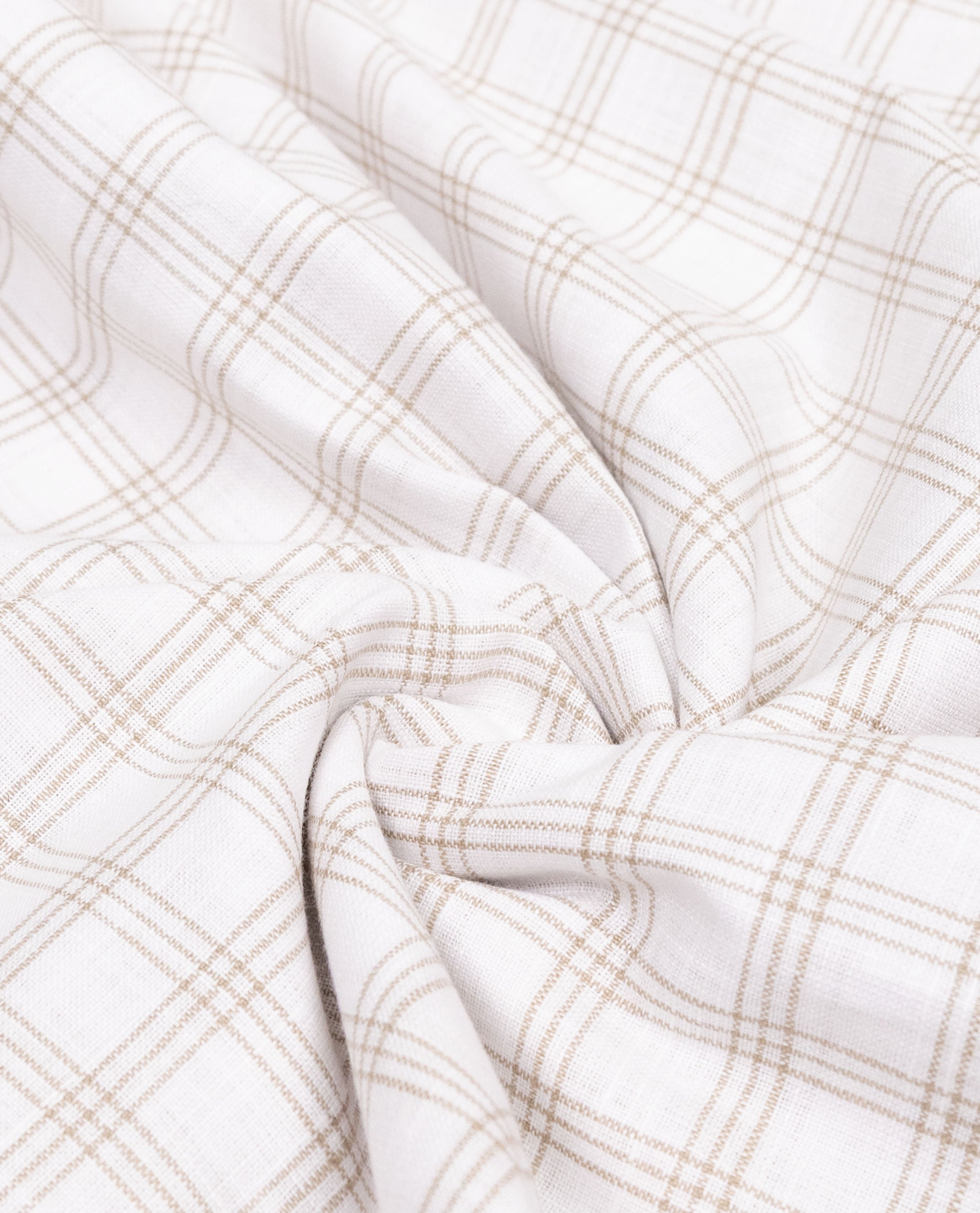 Cream Checks Rida With Dark Light Brown Panel White Smart Lace & Floral Applique