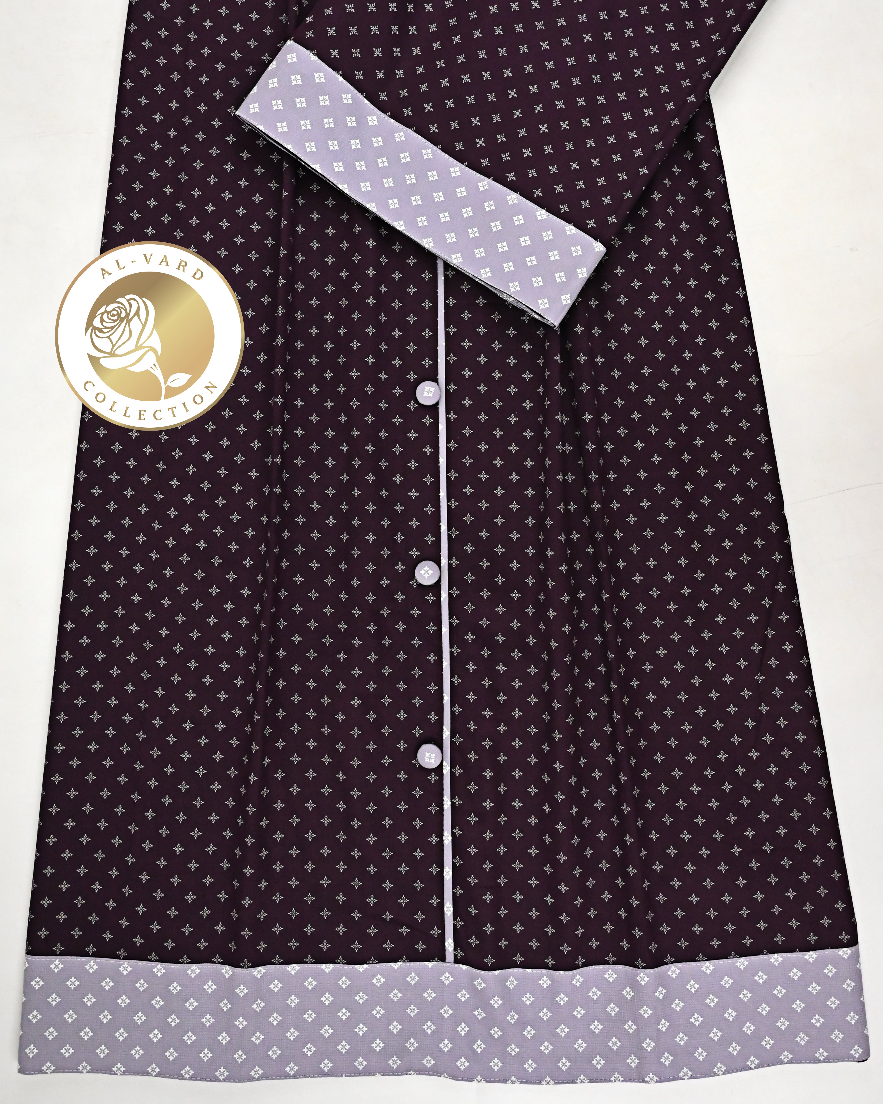 Burgundy Grey Printed Rida With Smart Button Pattern & Light Mauve Printed Panel -1500/-