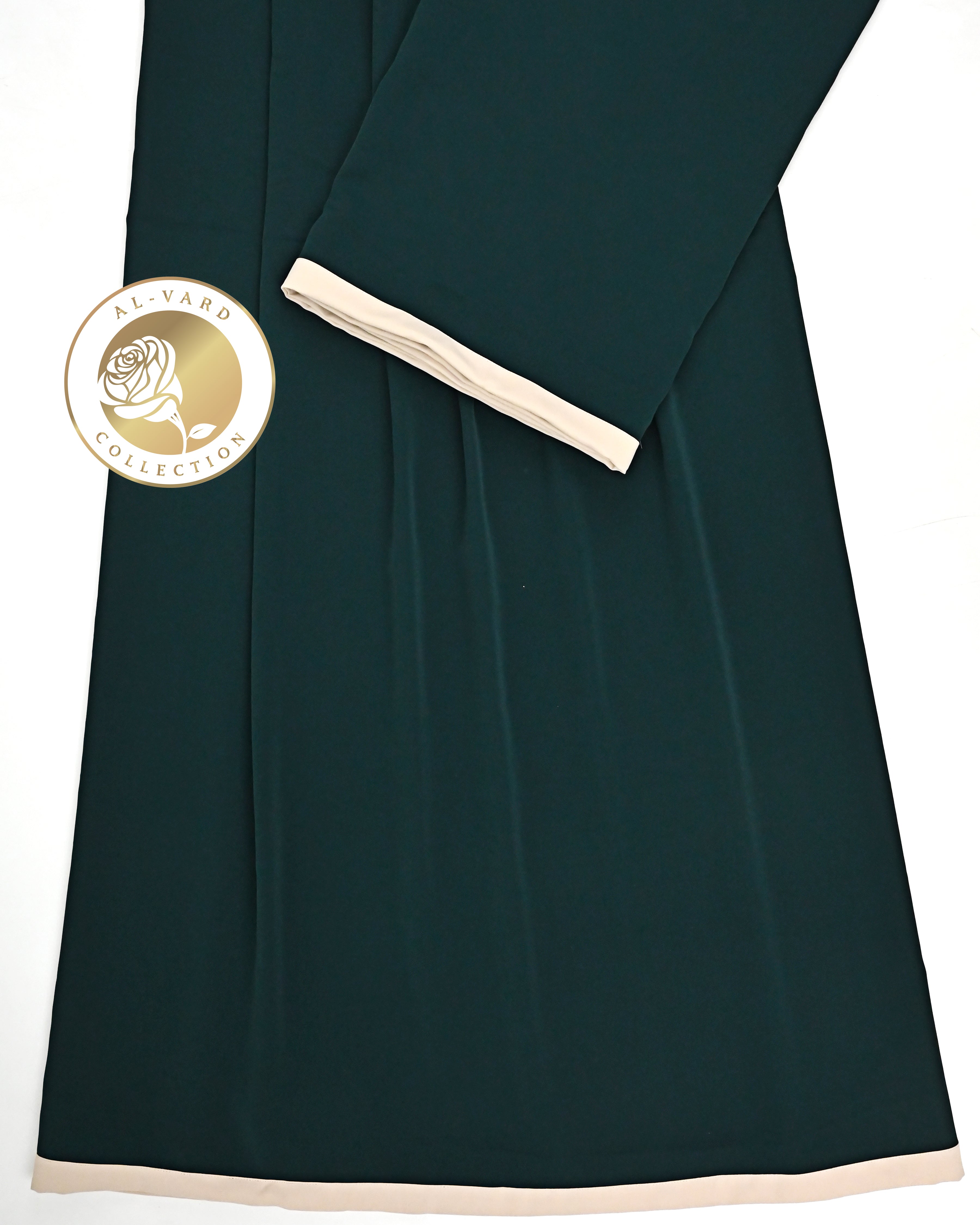 Dark Green Emerald Abaya Ohbat Rida With Beige Patti