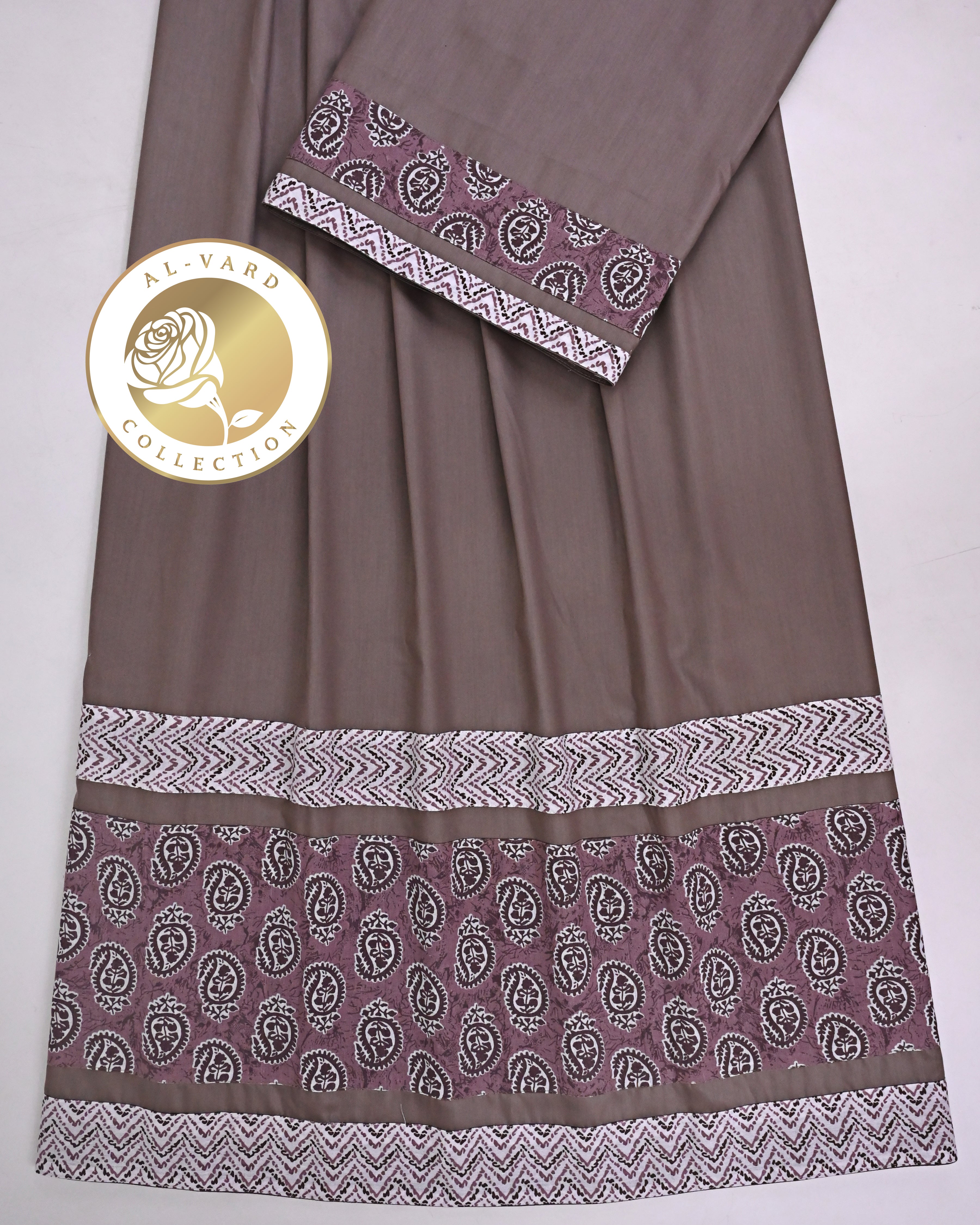 Dusky Mauve Rida With Smart Marvi Print Panel & Smart Look