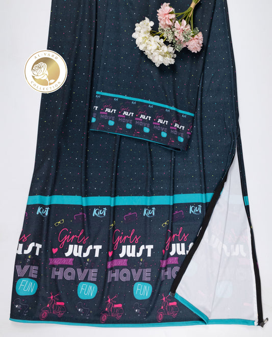 Night Sky Multi Dots Swim Wear With Quoted Girls Just Want Have Fun & Objects Printed