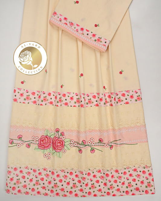 Lemon Yellow Rida With Smart Booties Floral Panel & Floral Work