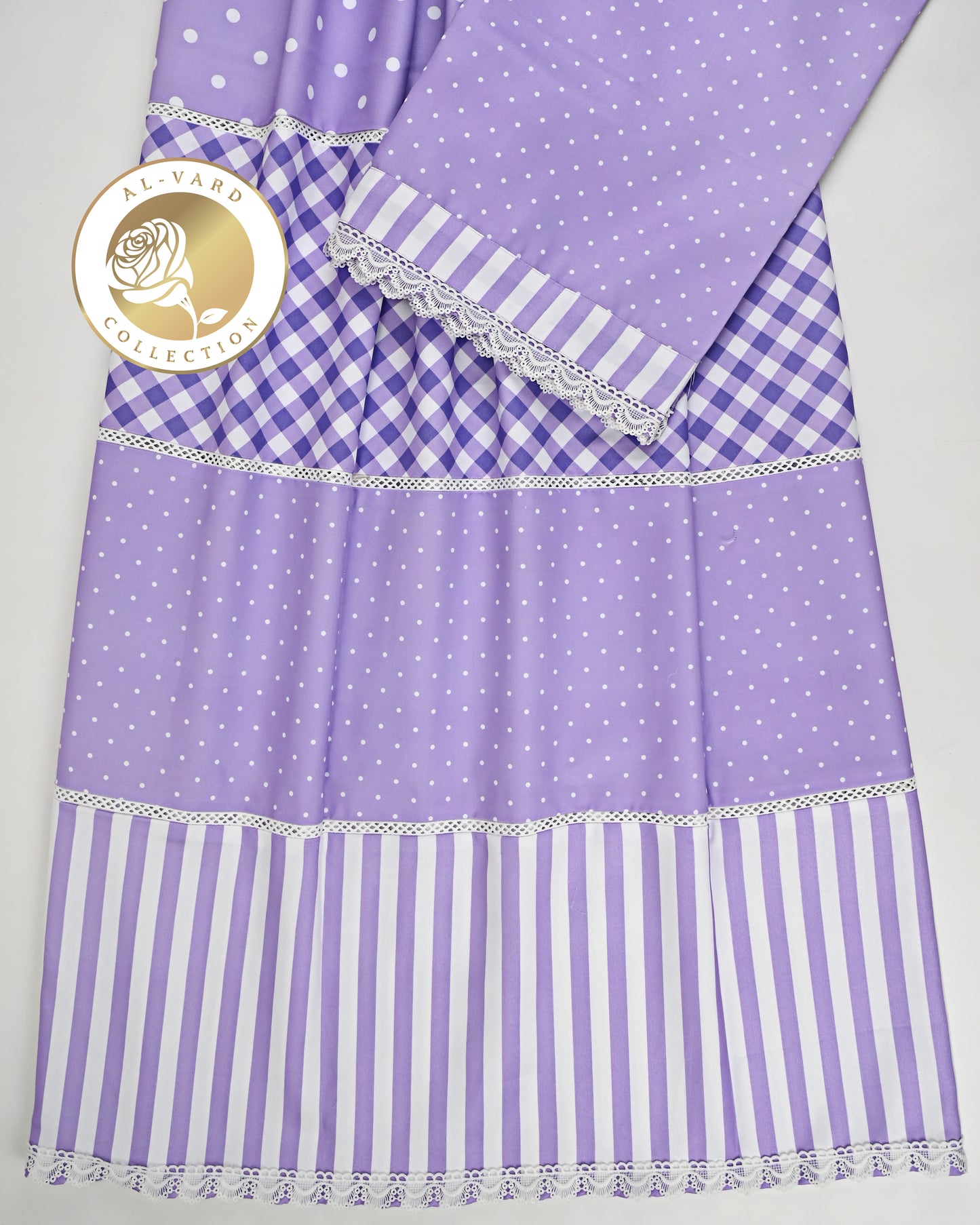 Purple Dots Checks Stripes Rida With Fancy & Smart Pattern