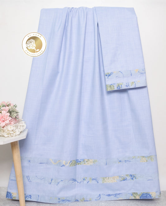 Baby Blue Ohbat Rida With Three Patta Panel