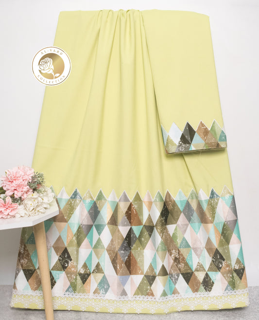 Light Green Rida WIth Smart Design Panel & Embroidery Border