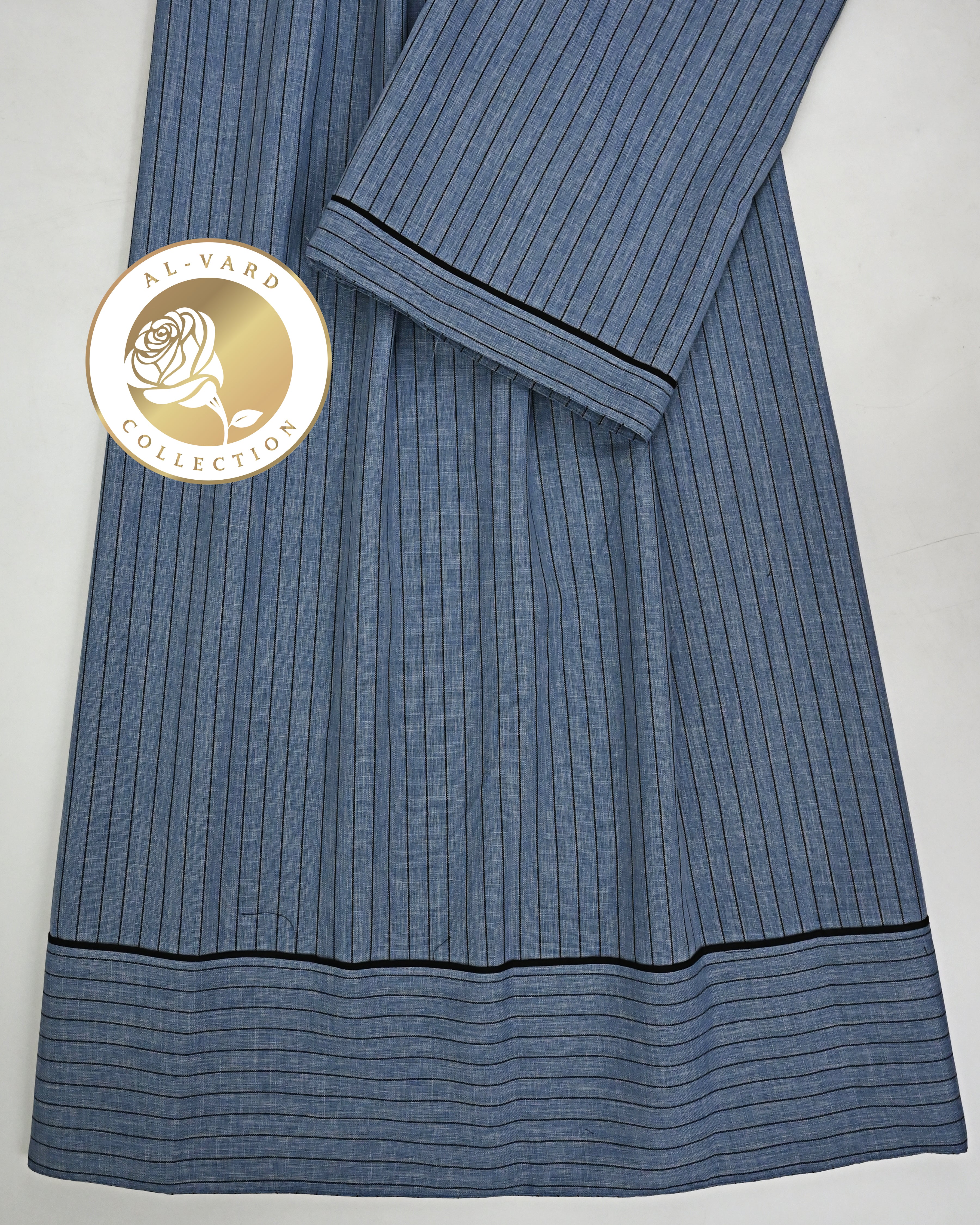Denim Blue Black Lining Ohbat Rida With Black Pipin