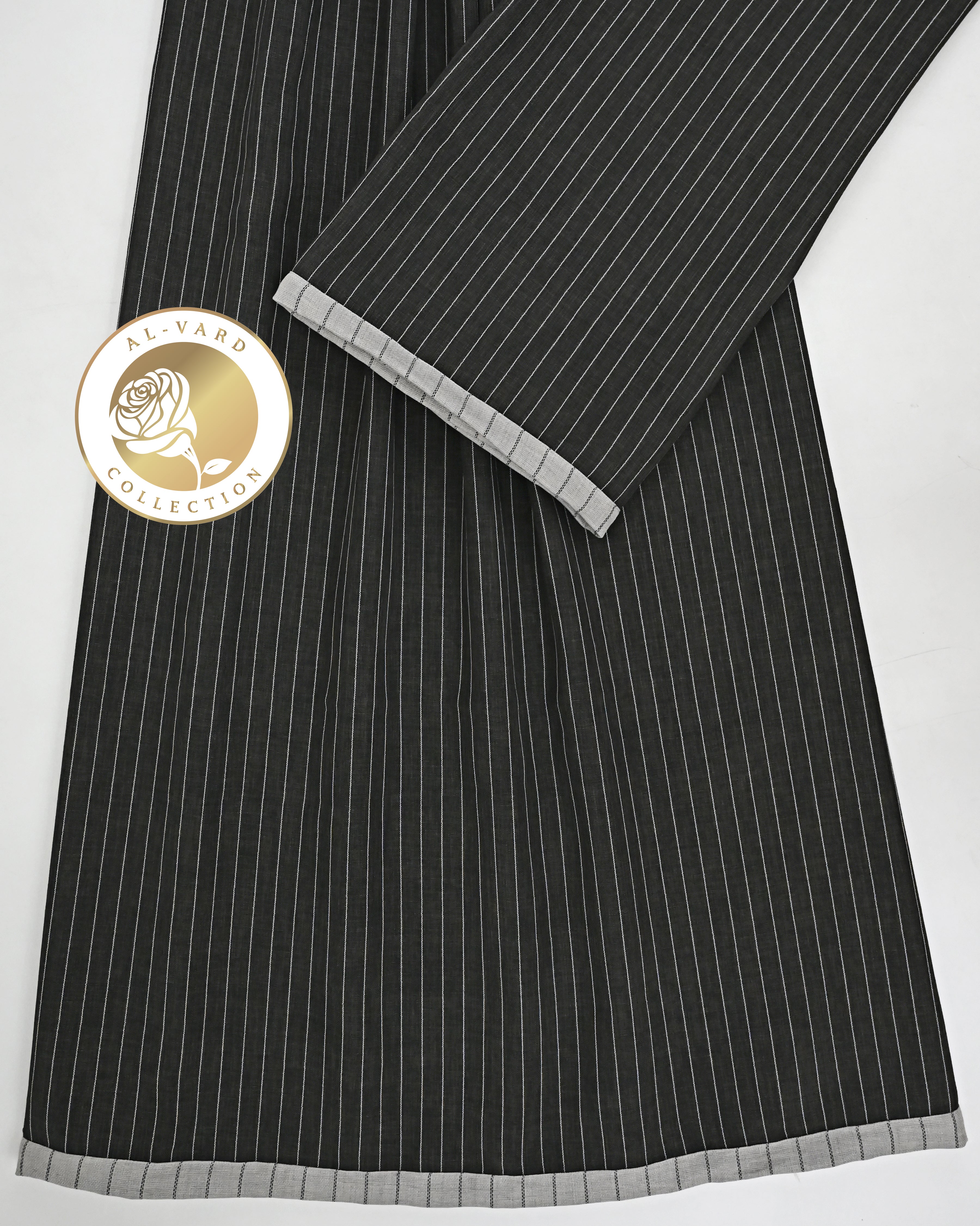 Piano Black Stripes Ohbat Rida With Beige Lining Single Patti