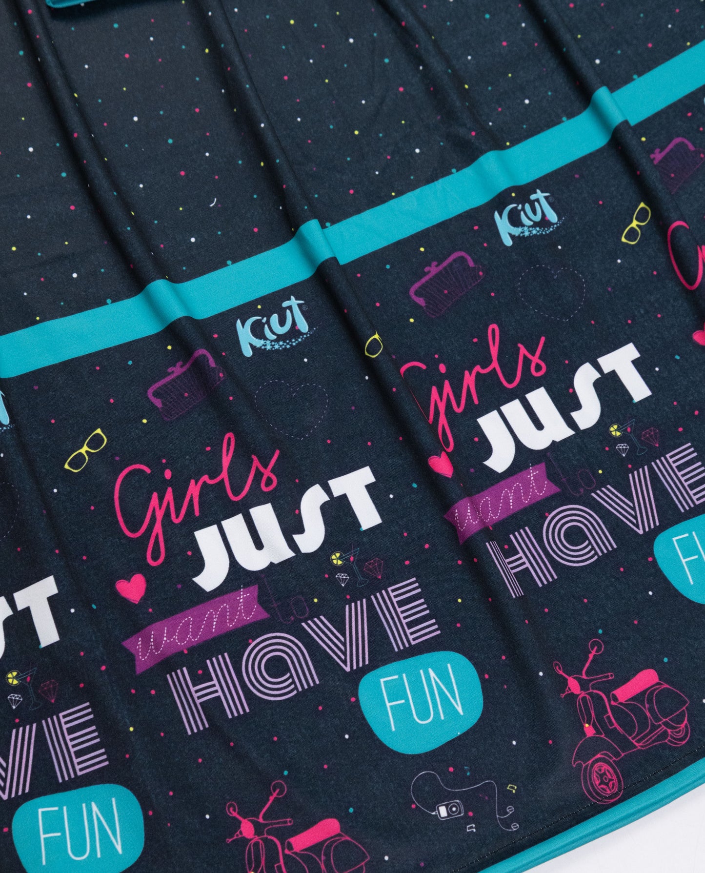 Night Sky Multi Dots Swim Wear With Quoted Girls Just Want Have Fun & Objects Printed