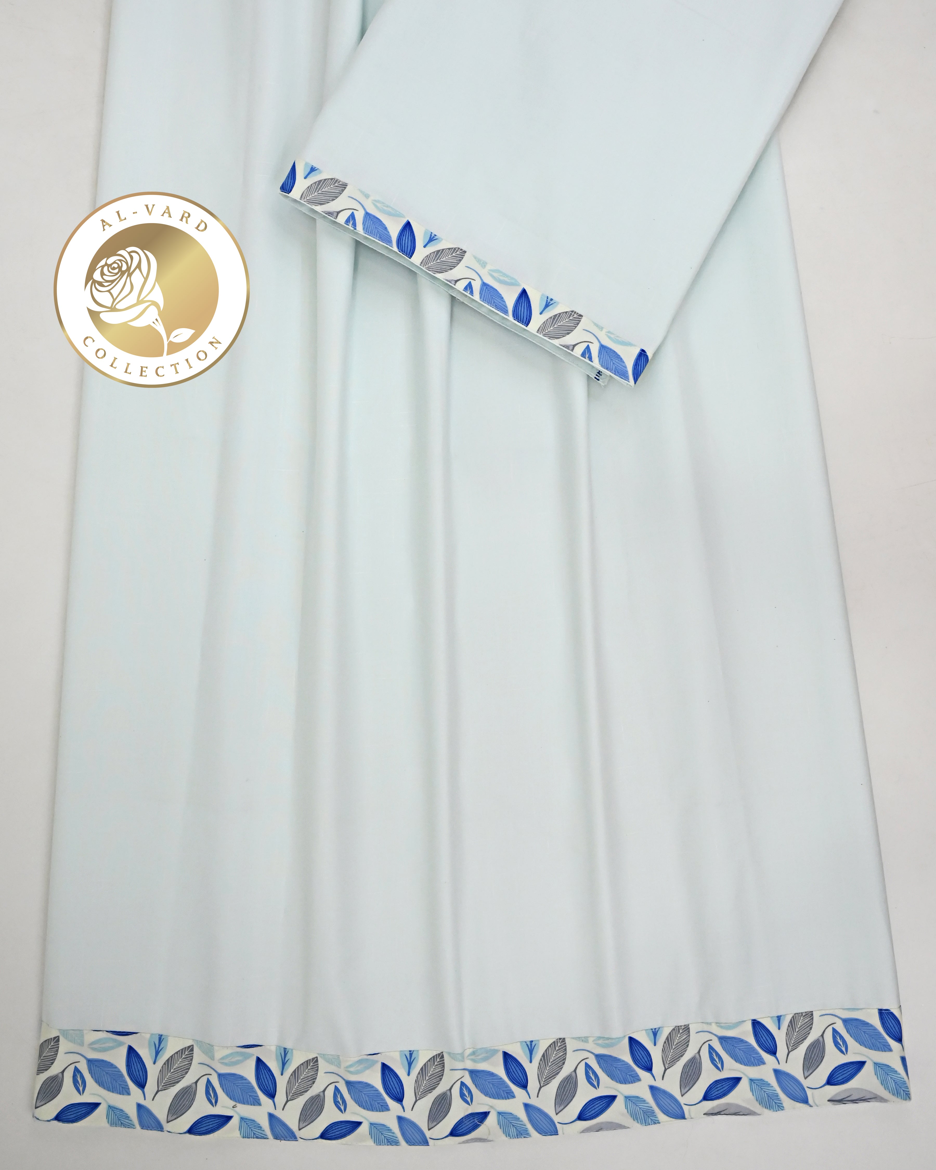 Light Blue Ohbat Rida With Smart Leafy Print Panel