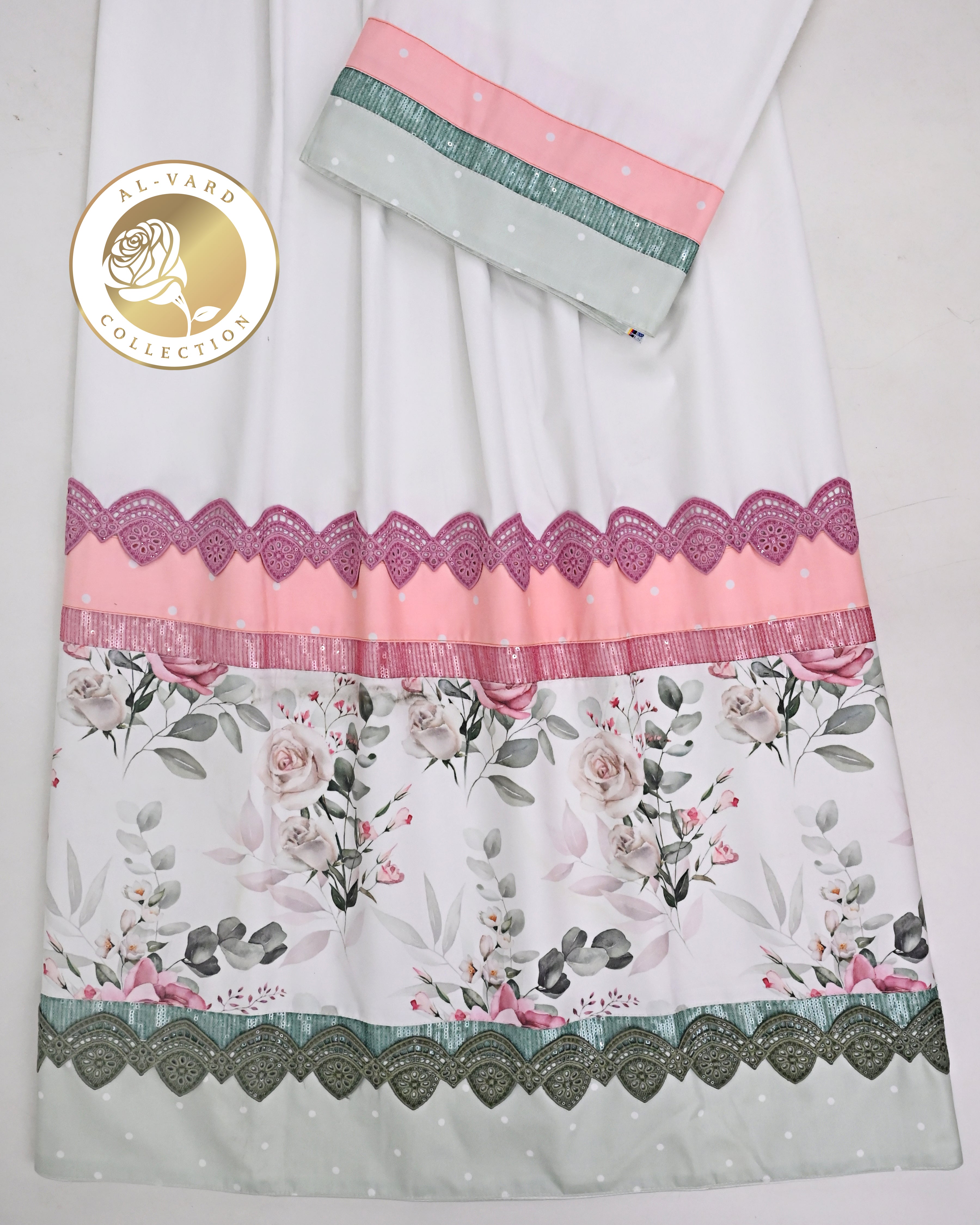 White Rida With Floral Printed Colorful Panel & Colorful Sequence Lacing