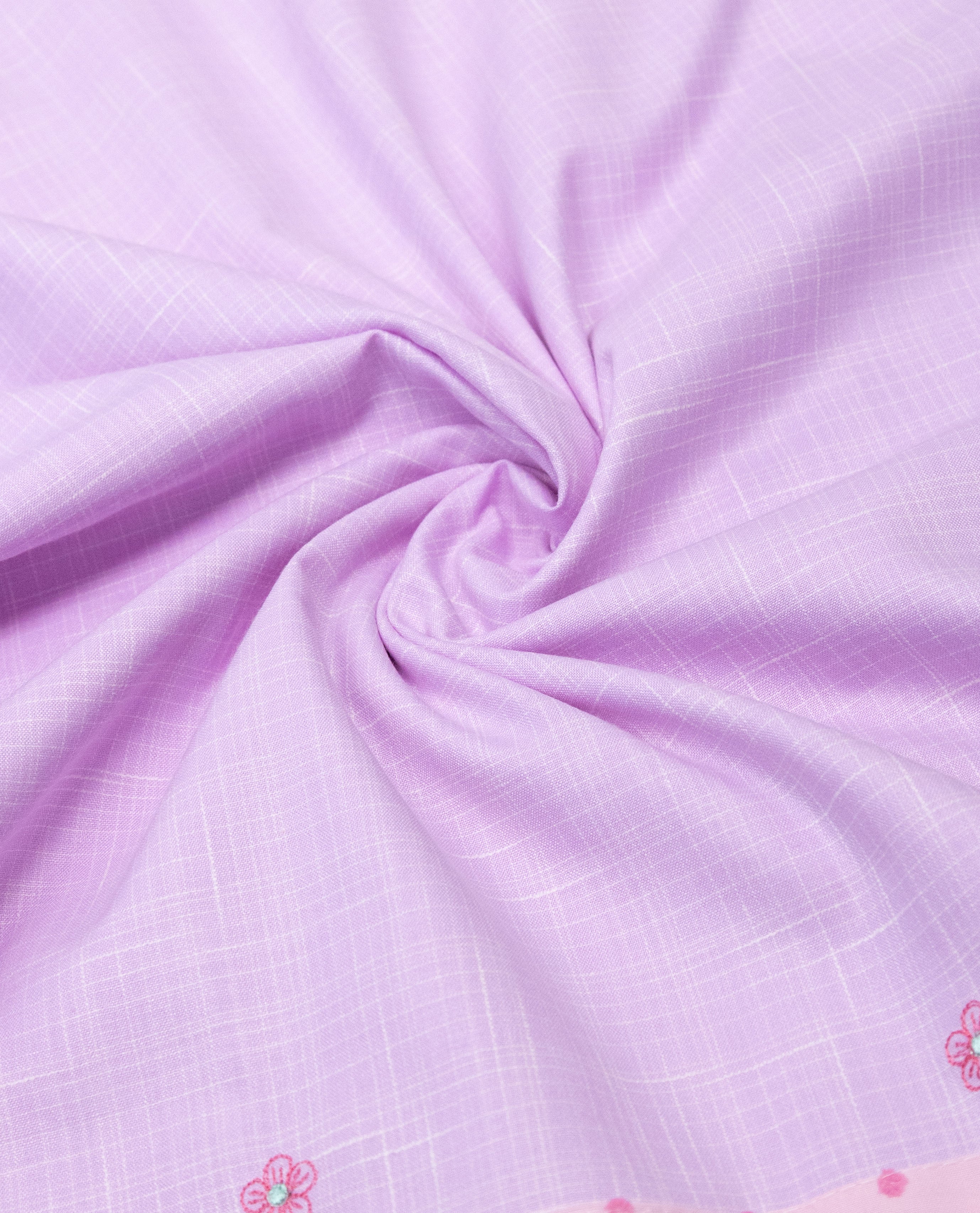 Lilac Rida With Smart Floral Work On Smart Lace & Panel