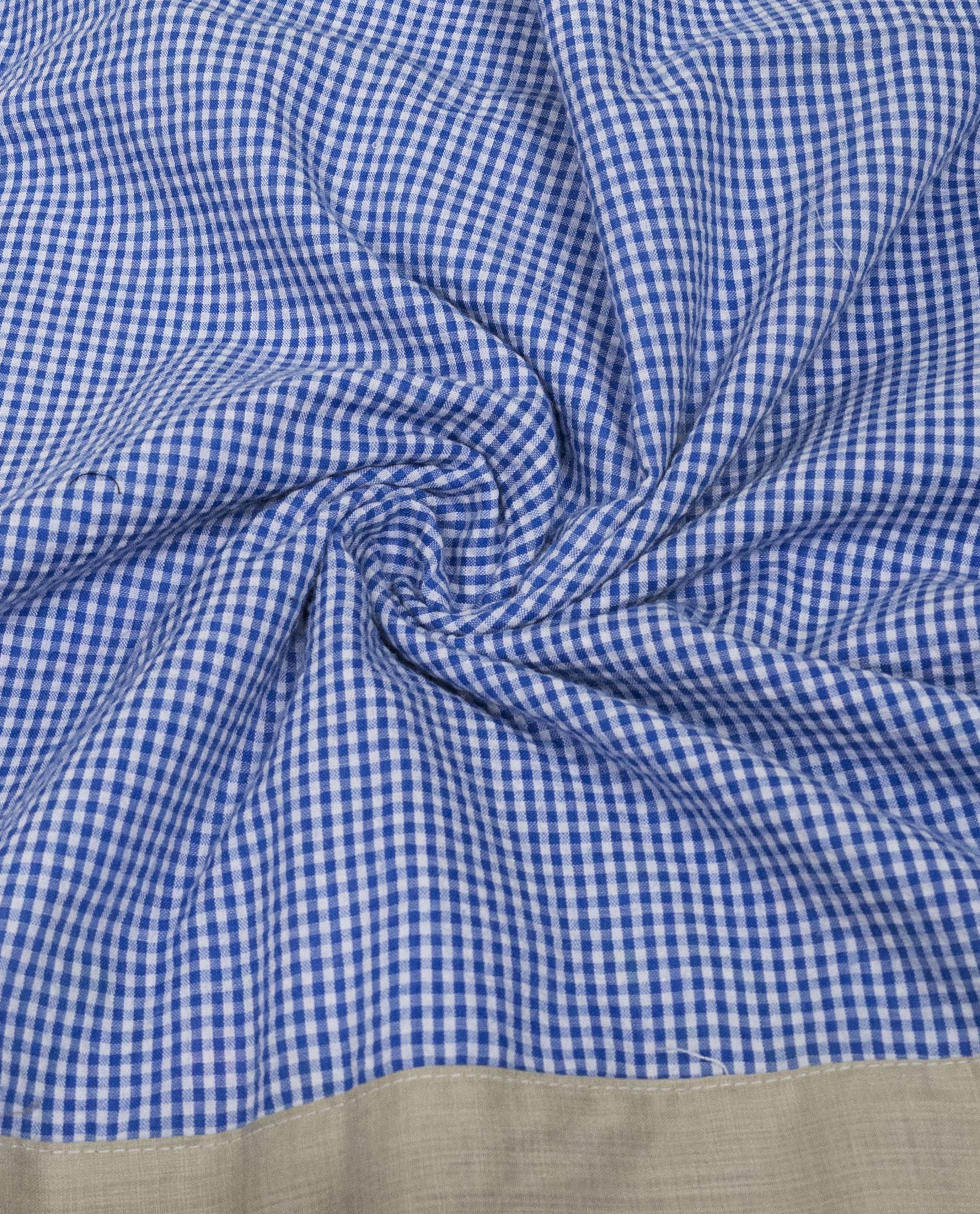 Persian Blue White Checks With Smart Hakoba Panel & Floral Applique Work