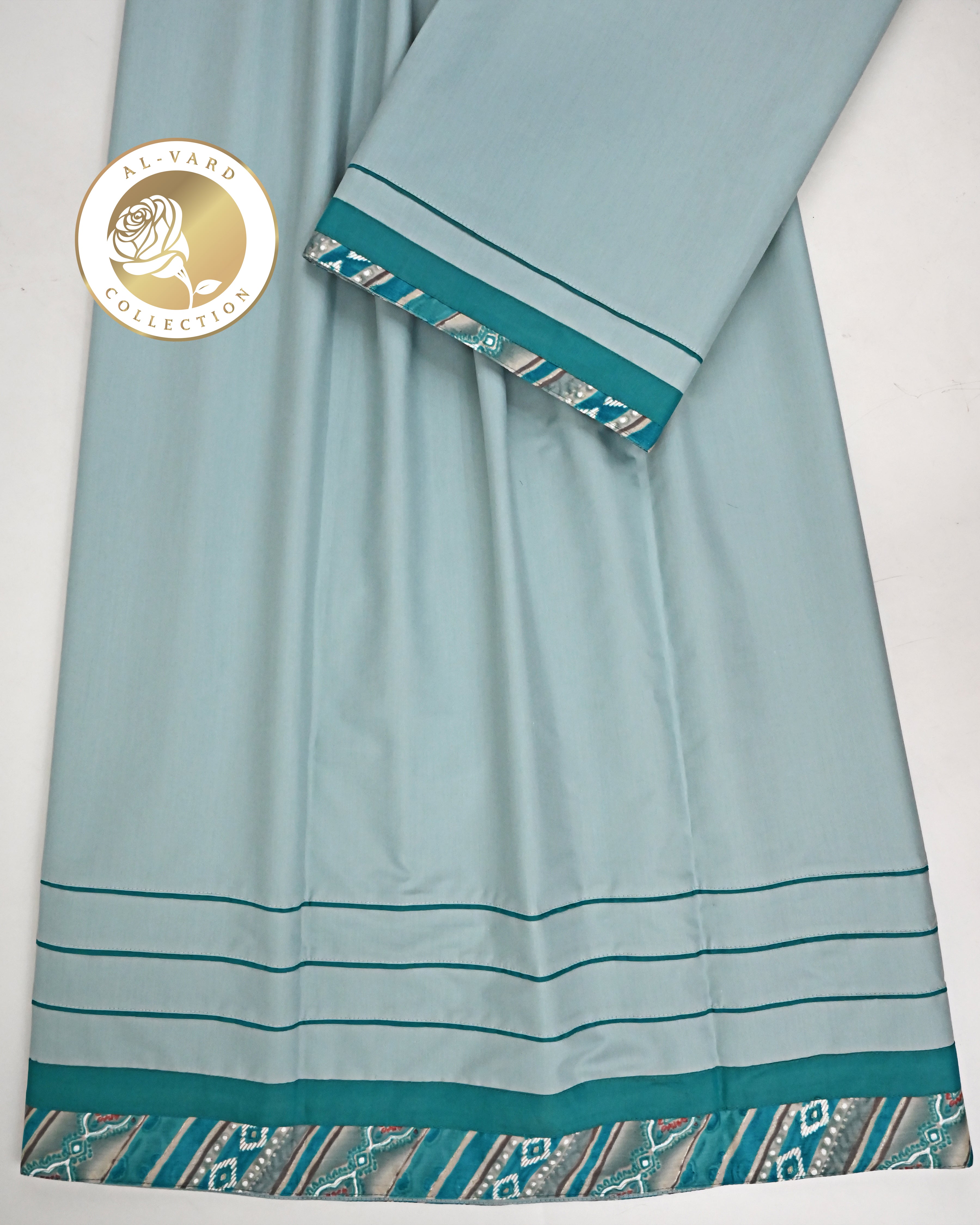 Cloud Grey Rida With Smart Dark Green Pintex & Smart Printed Panel-700/-
