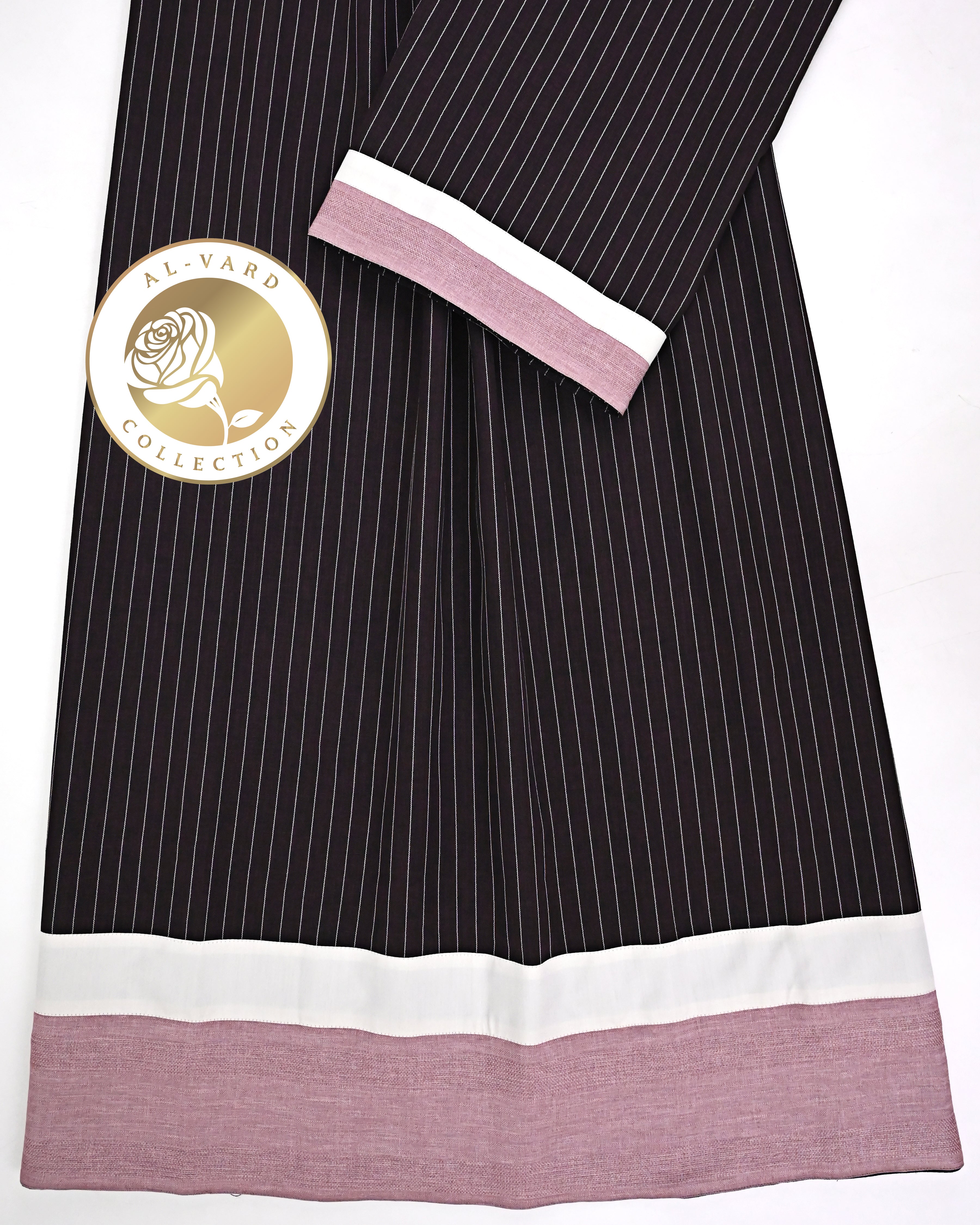 Charcoal Brown White Stripes Rida With Off White & Pink Panel