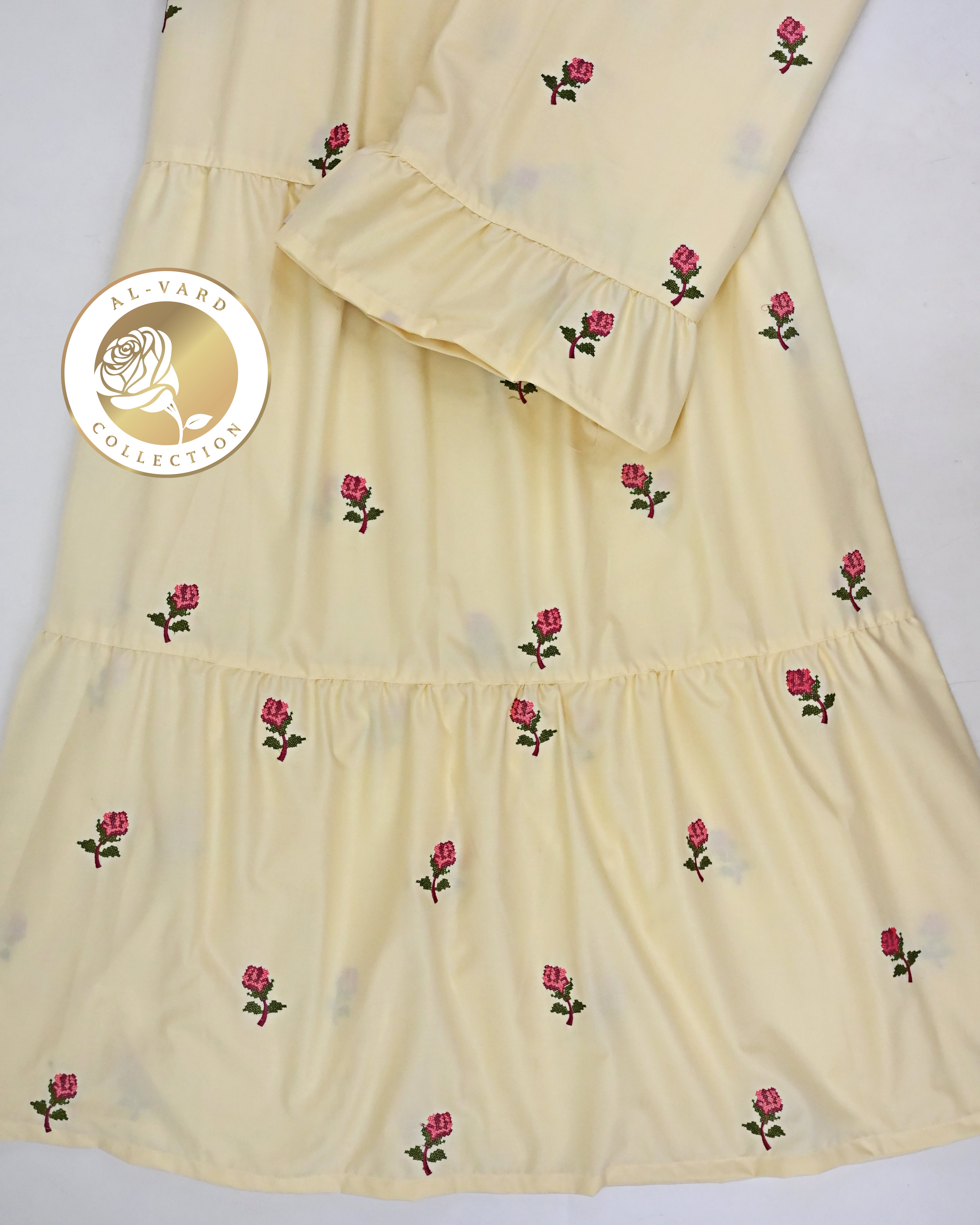 Light Yellow All Over Floral Booties Skirt Pattern Rida -1500/-