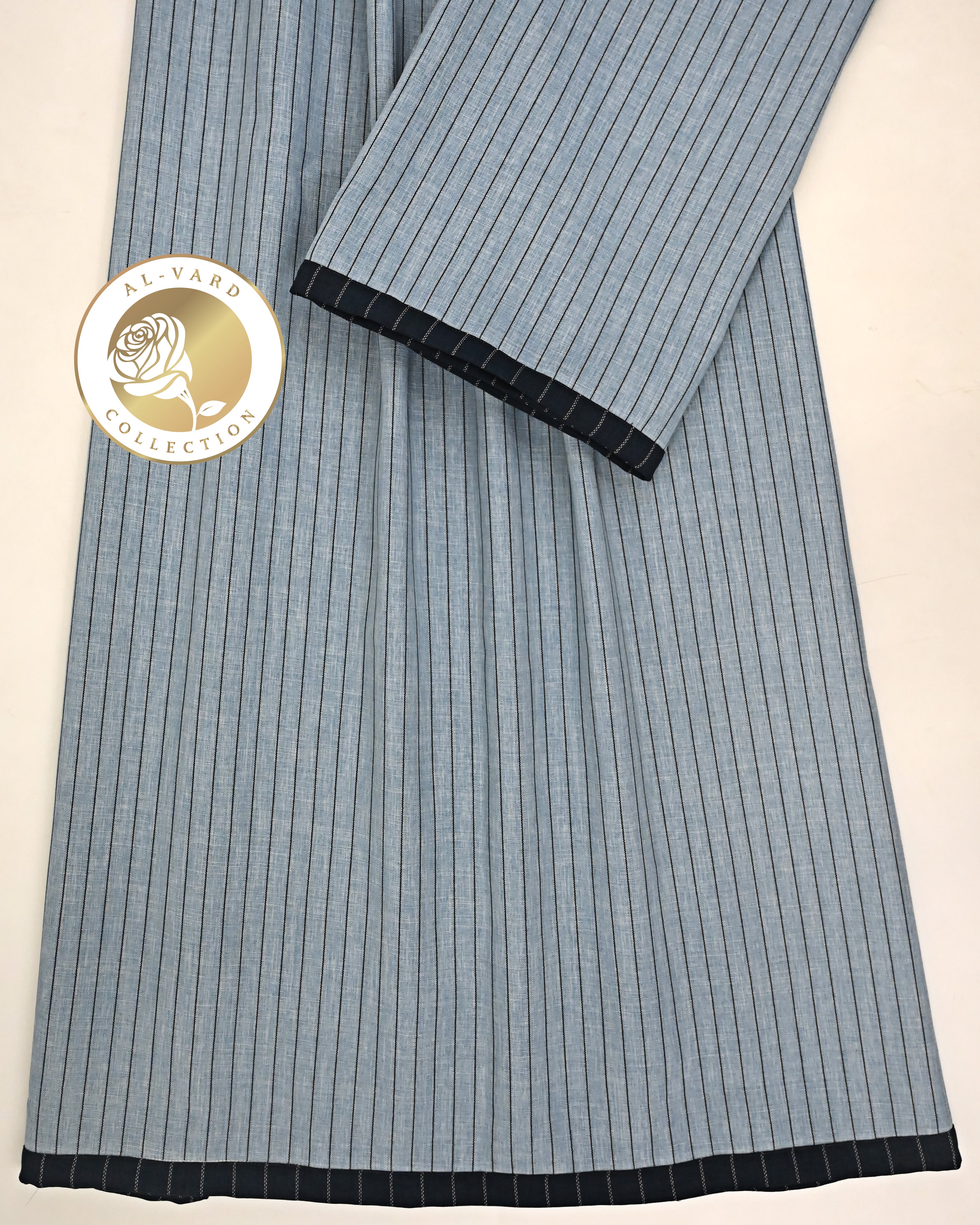 Chambray Blue Lining Ohbat Rida With Smart Navy Patti