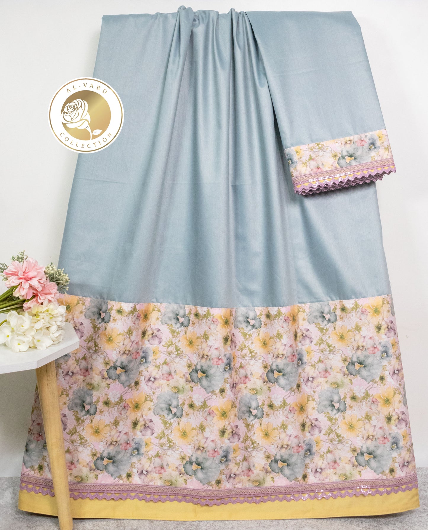 Sage Green Rida With Smart Floral Panel & Lace