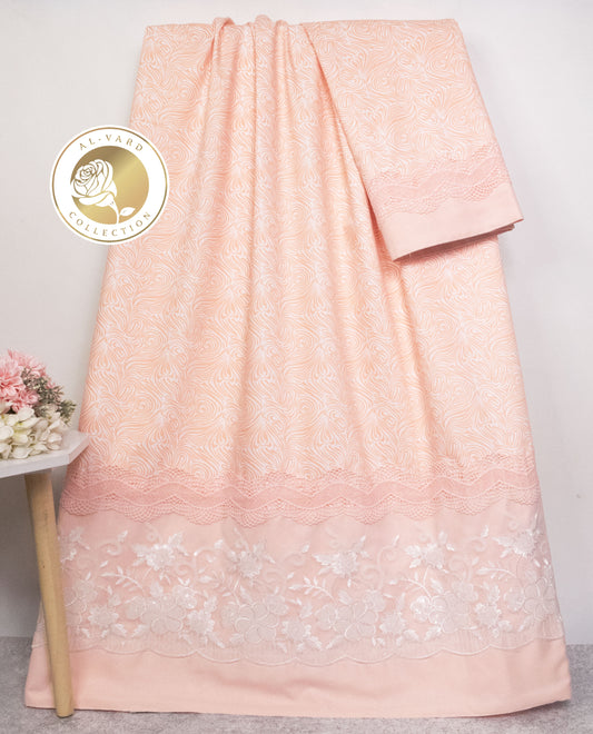 Peach printed rida with smart bhari lacing
