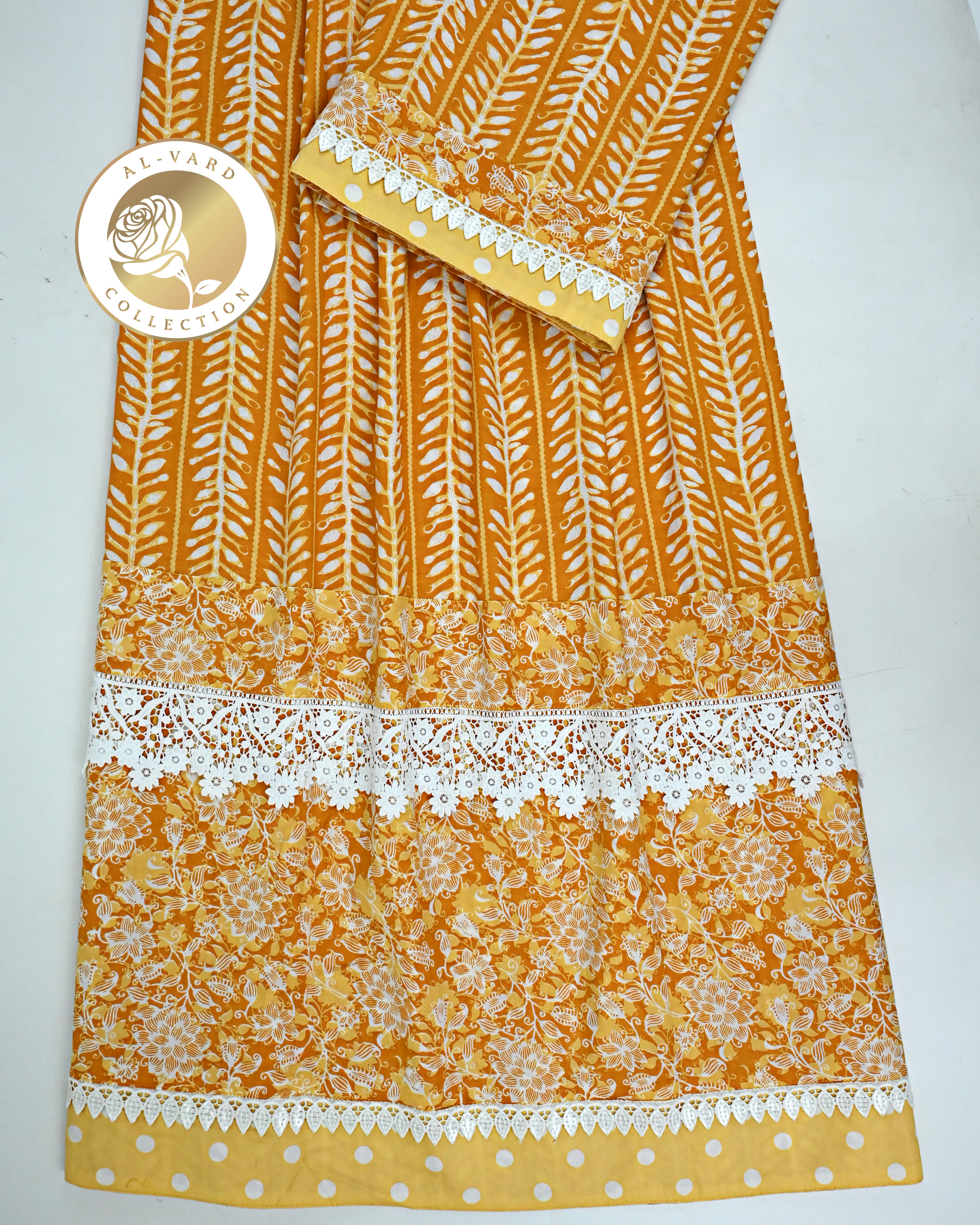 Mustard Yellow Batik Rida With Smart Batik Panel & Smart Lace-1650/-