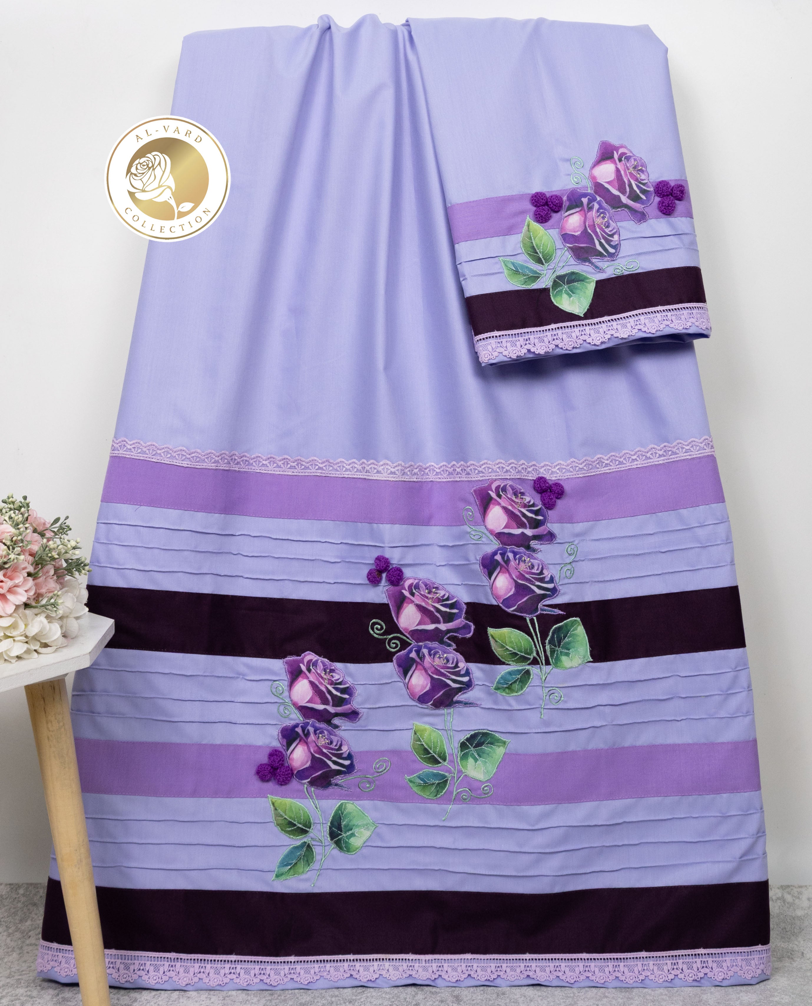 Light Purple Rida With Smart Floral Applique & Smart Pintex With Panel